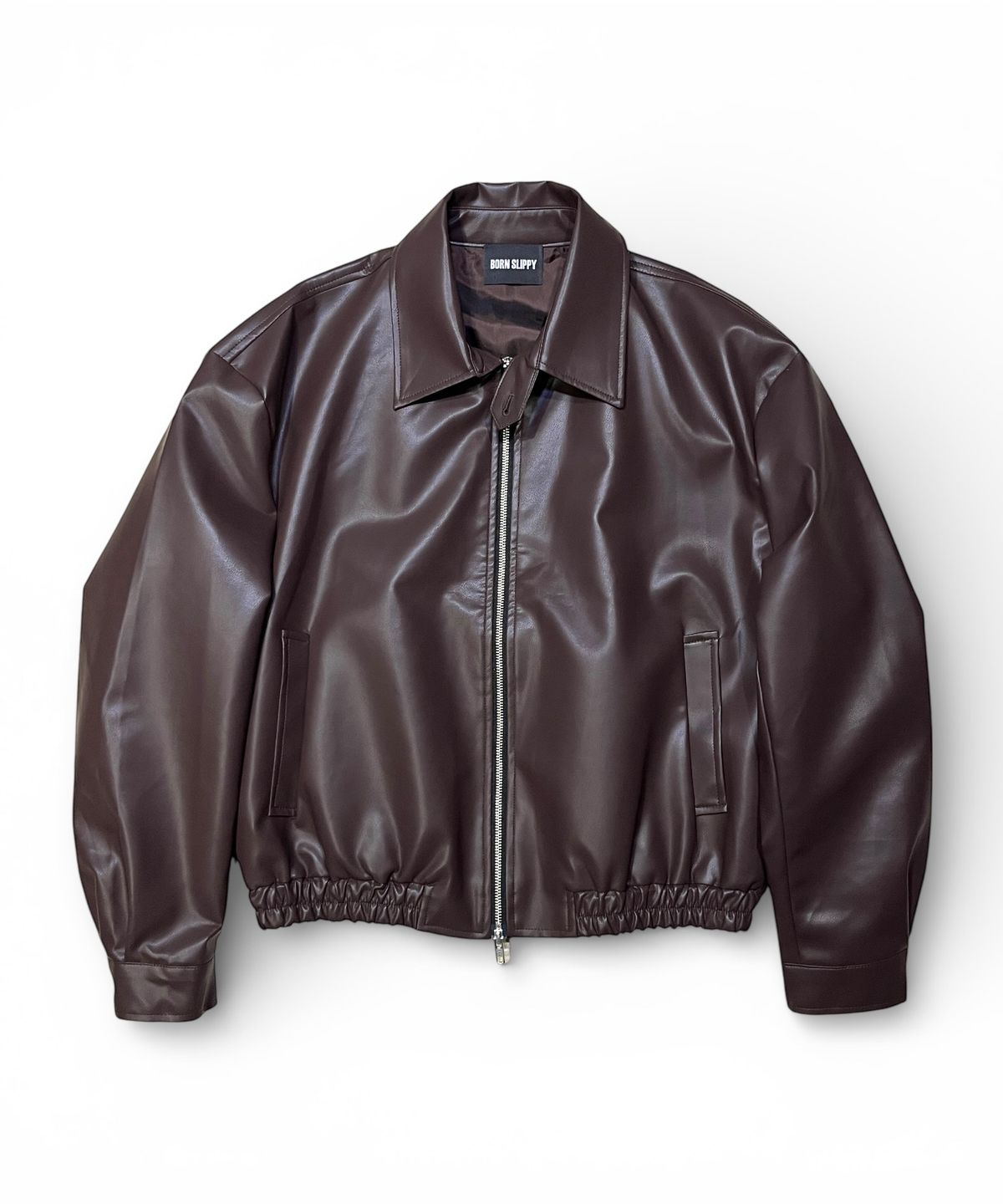 본슬리피(BORN SLIPPY) Urban Gloss Leather Blouson Jacket (Brown)