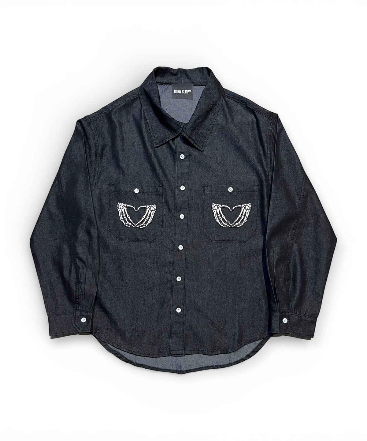 본슬리피(BORN SLIPPY) Dead Romance Pocket Denim Shirt (Black)