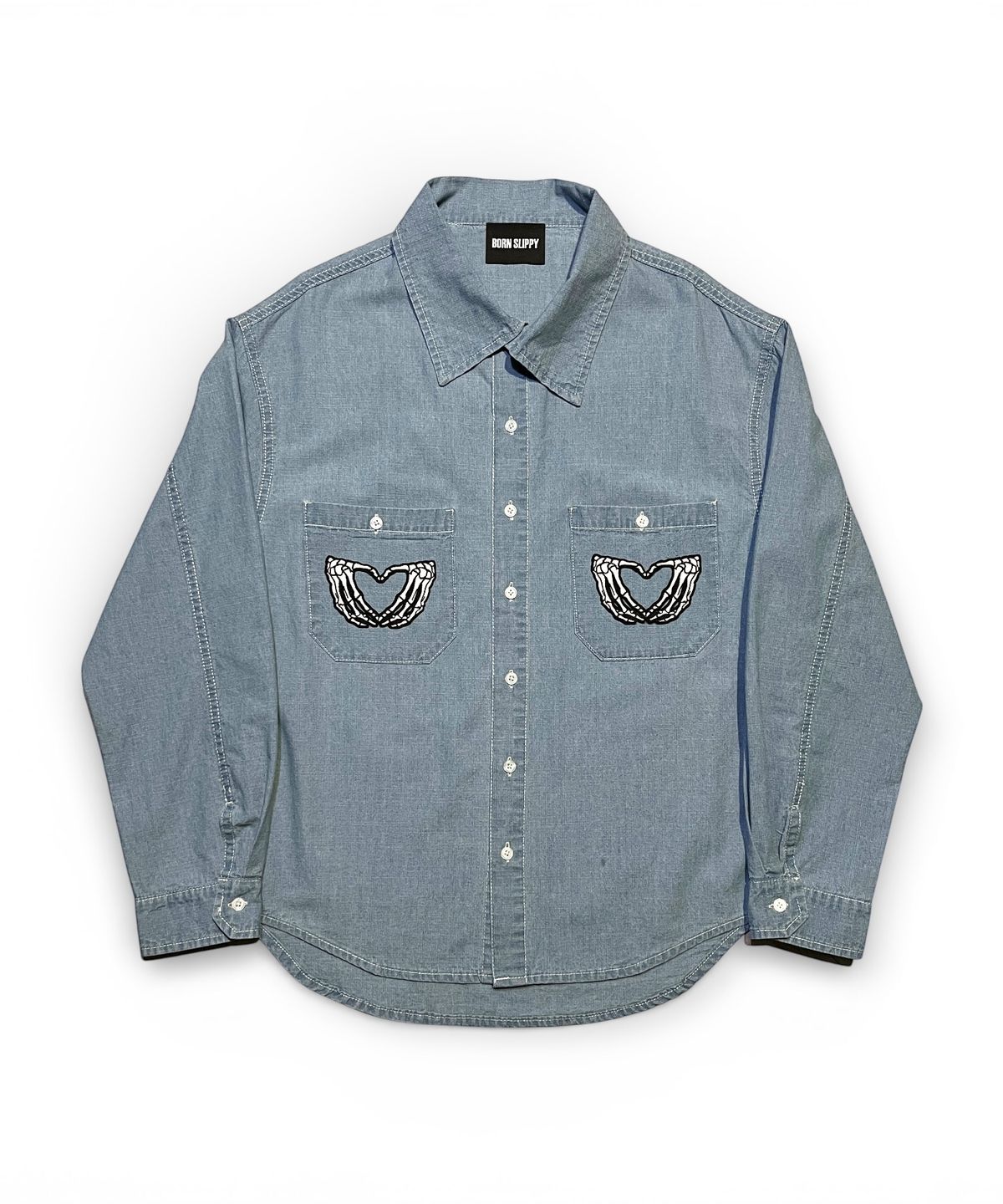 본슬리피(BORN SLIPPY) Dead Romance Pocket Denim Shirt (Light Blue)