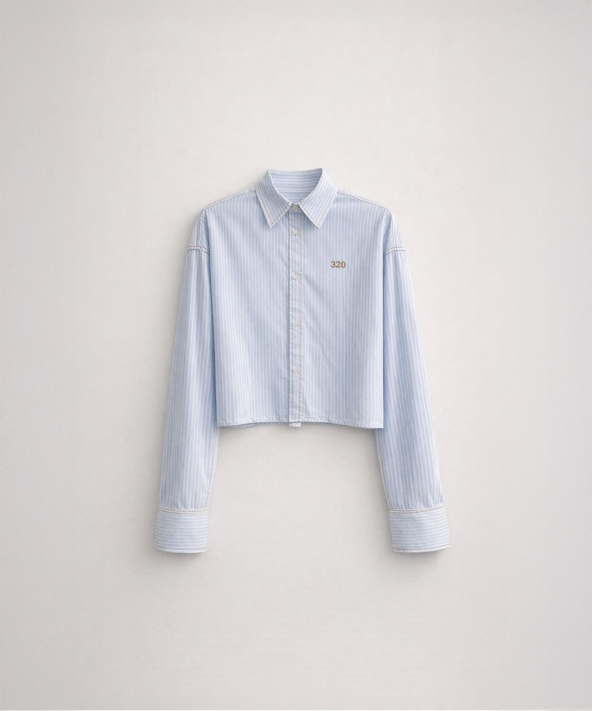 320쇼룸(320SHOWROOM) Contrast Stitch Stripe Cut-Off Short Shirt