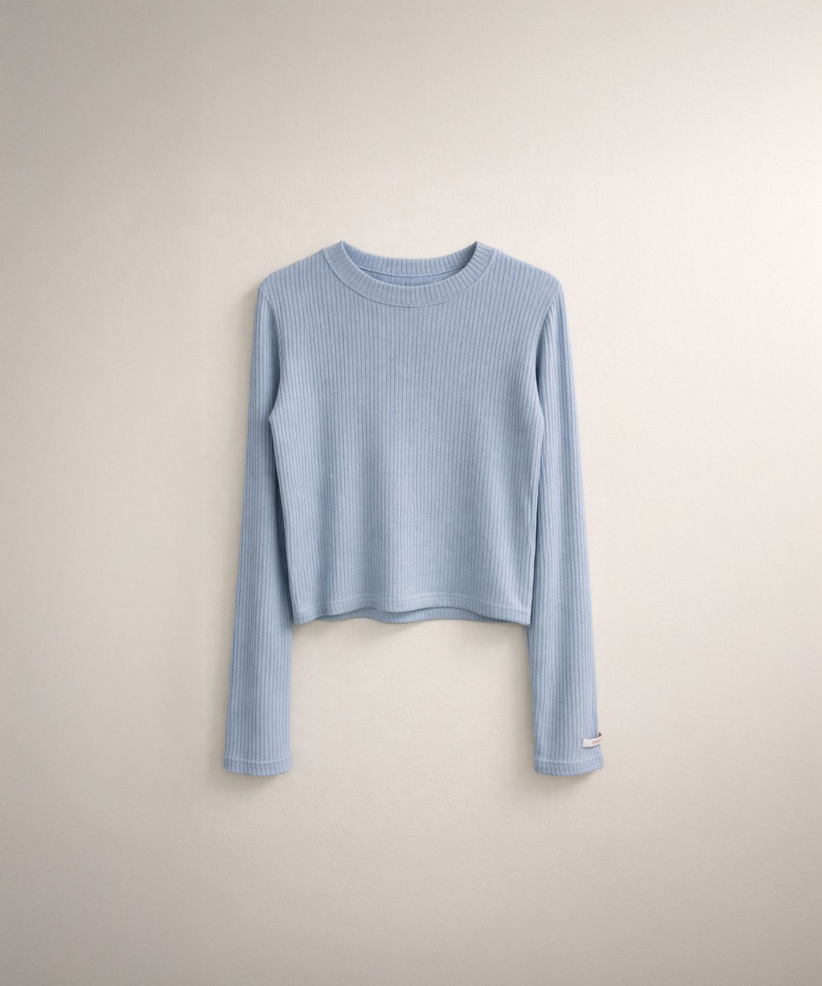 320쇼룸(320SHOWROOM) Tencel Wool Blend Soft Ribbed Crop T-Shirt Skyblue