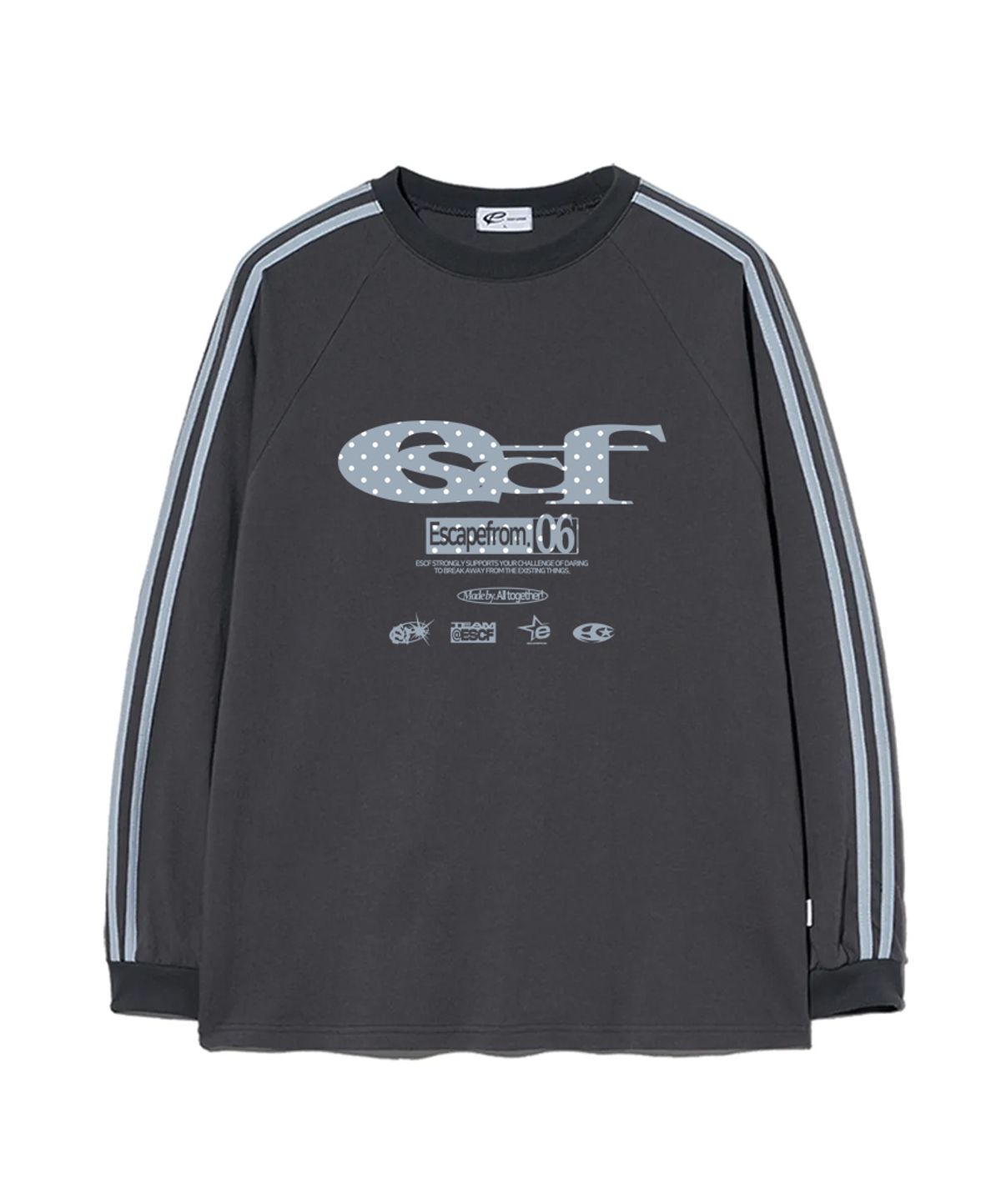 이스케이프프롬(ESCAPEFROM) 도트 ESCF 로고 콜라주 프린트 트랙 롱슬리브 [2color]