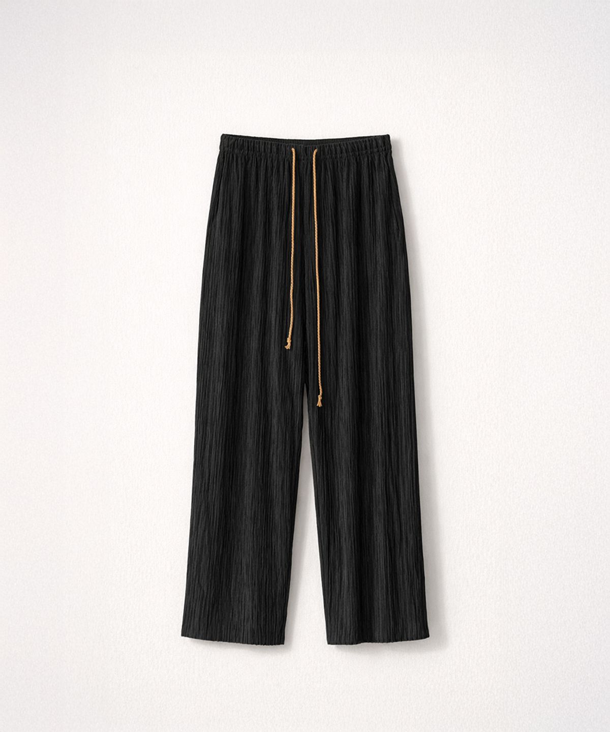320쇼룸(320SHOWROOM) Contrast Drawstring Pleated Pants Black