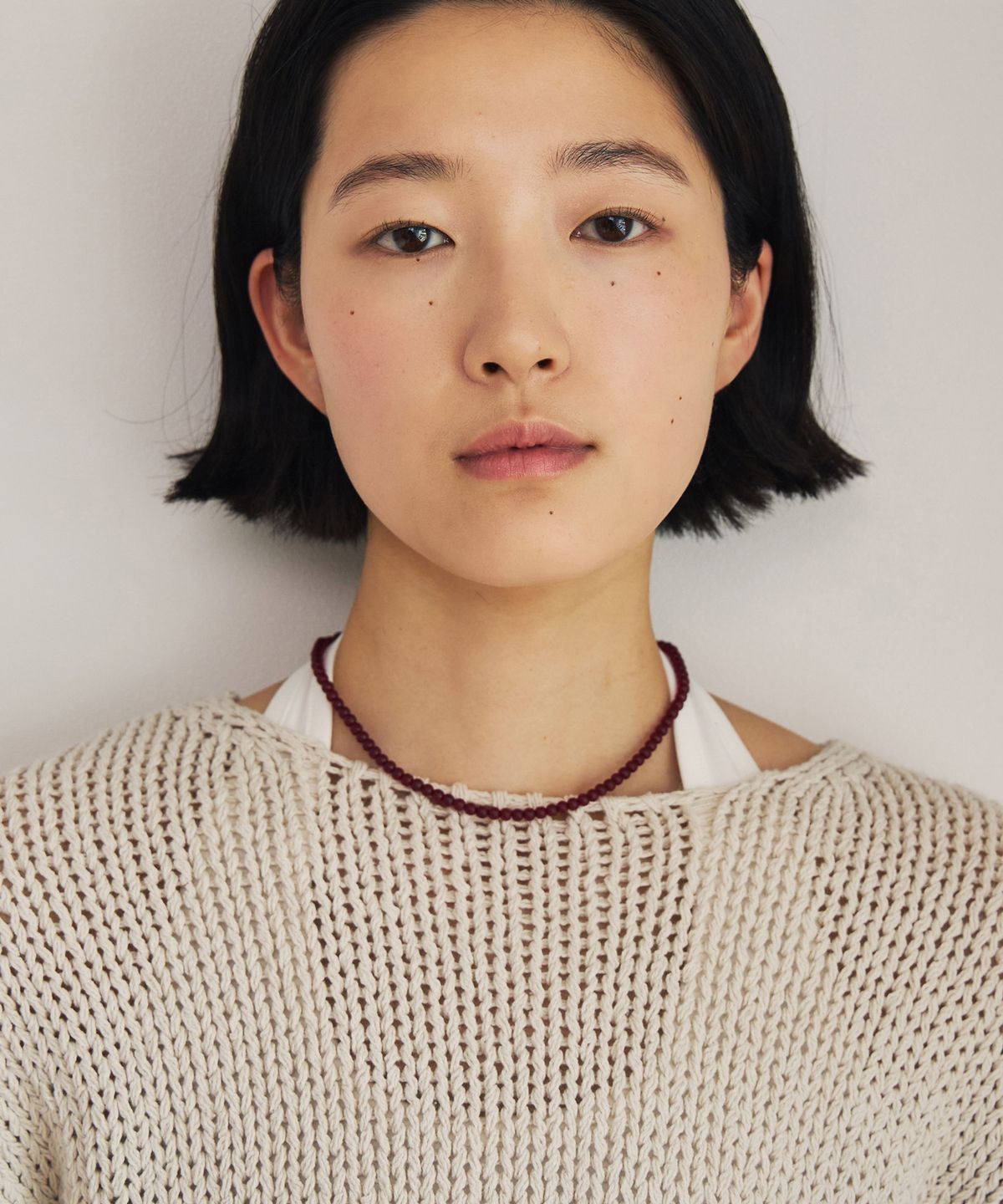 코도(KODO) Bead Collar Necklace(Matt Garnet)