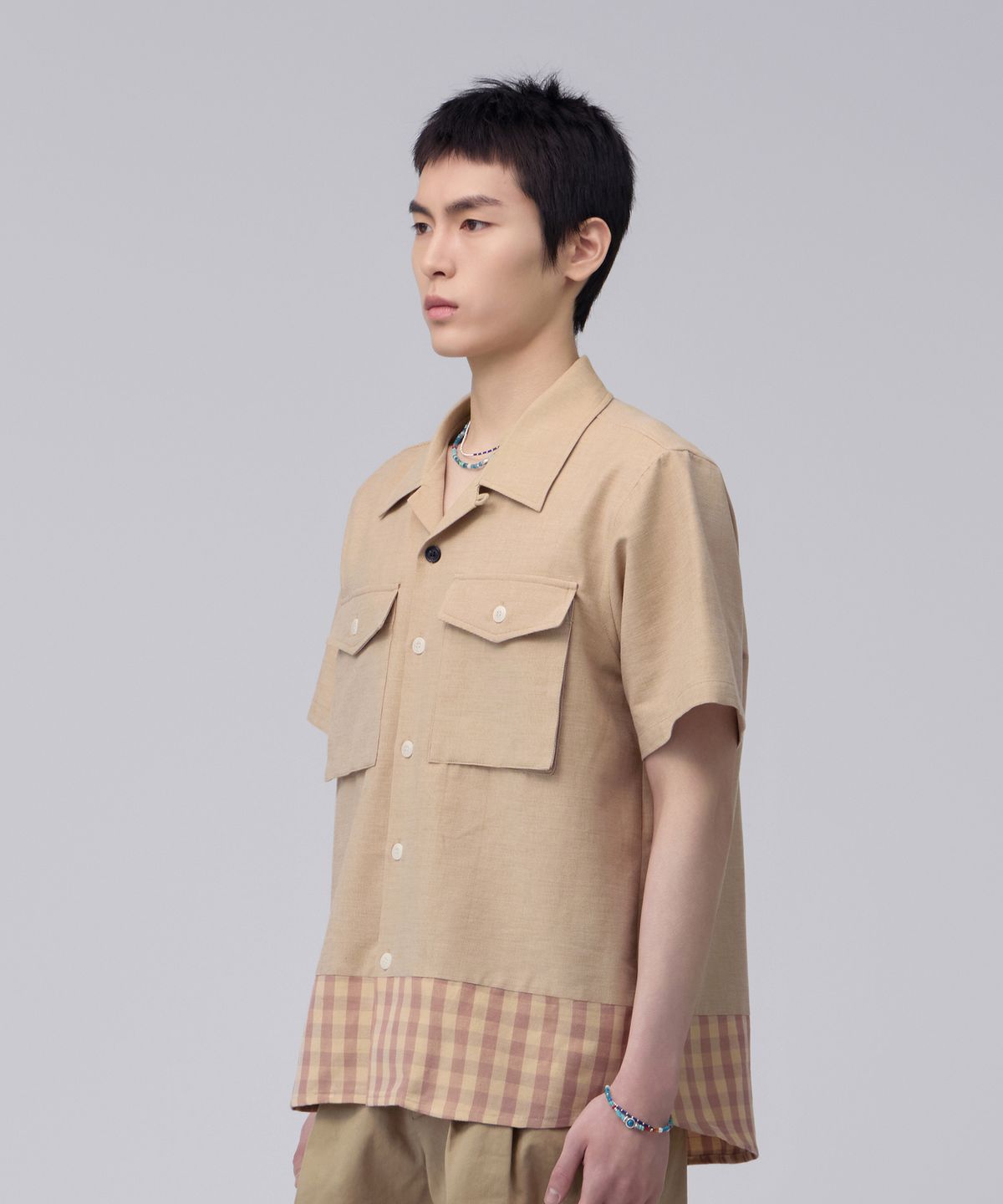 홍우성(HONGWOOSUNG) Check Panel Shirt_Brown