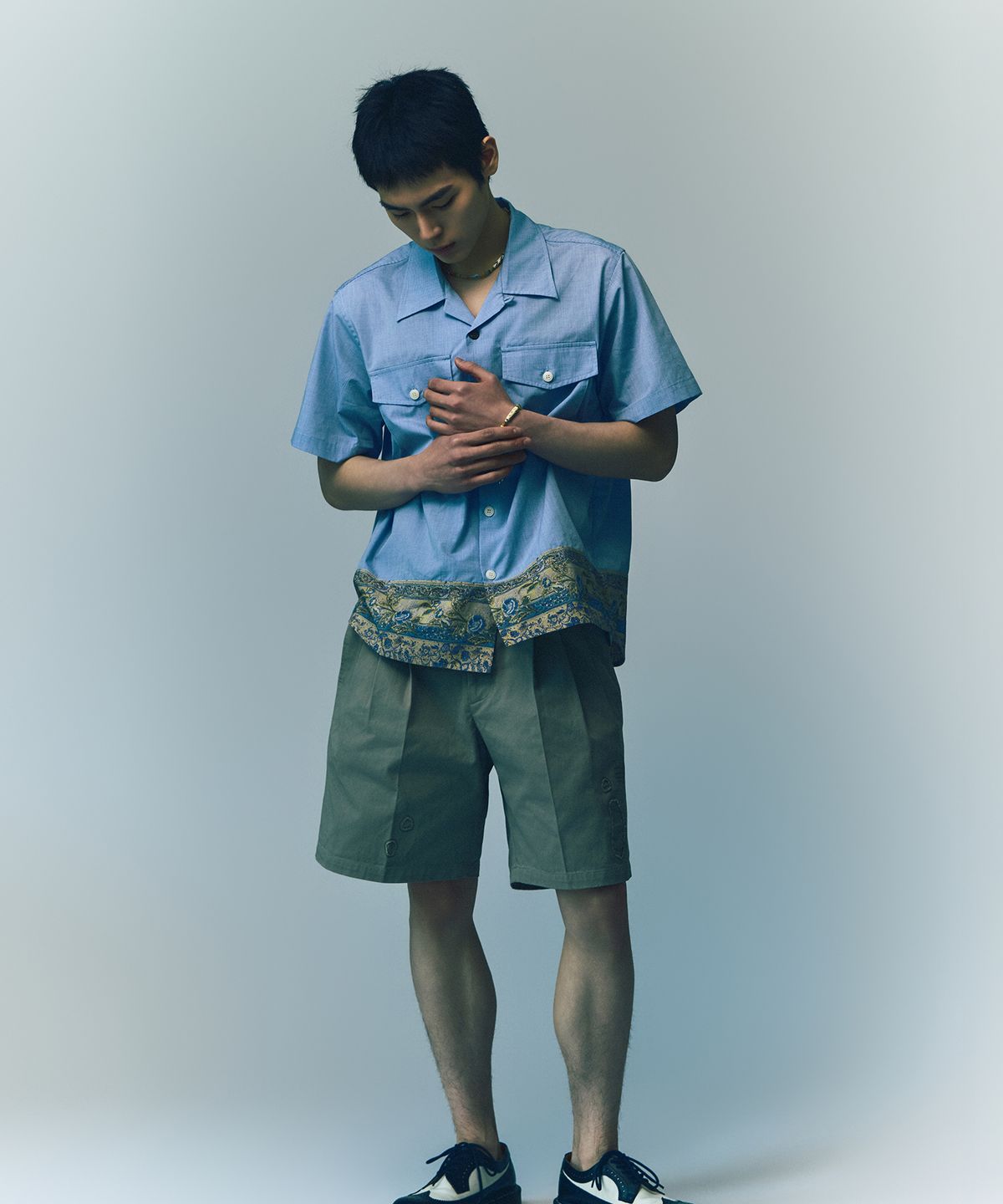 홍우성(HONGWOOSUNG) Paisley Panel Shirt_Blue Check