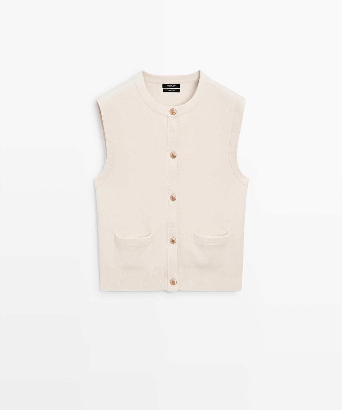 마시모두띠(MASSIMO DUTTI) 포켓 디테일 코튼 니트 베스트