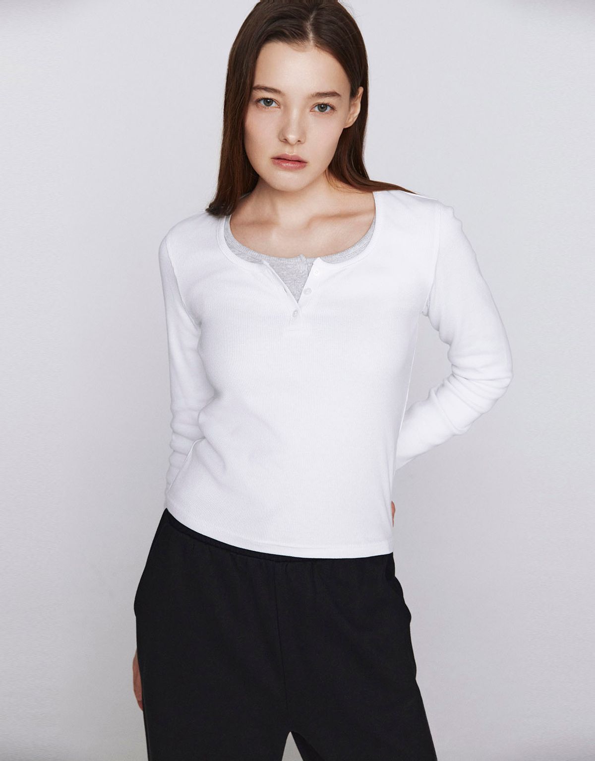 지오다노(GIORDANO) 헨리넥 긴팔 티셔츠 326505 [4color]