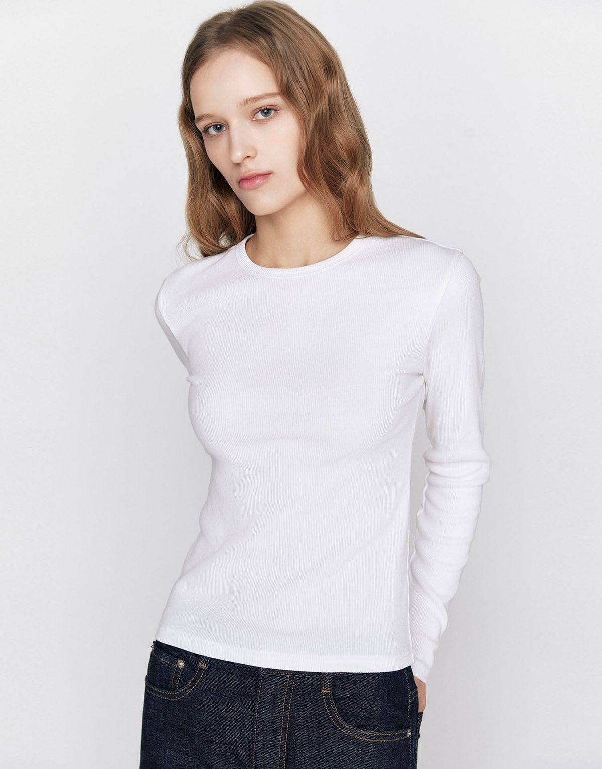 지오다노(GIORDANO) 골지 슬림핏 긴팔 티셔츠 326504 [4color]