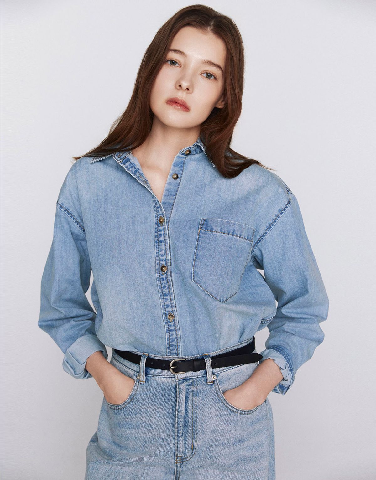 지오다노(GIORDANO) 루즈핏 데님 셔츠 346507 [2color]