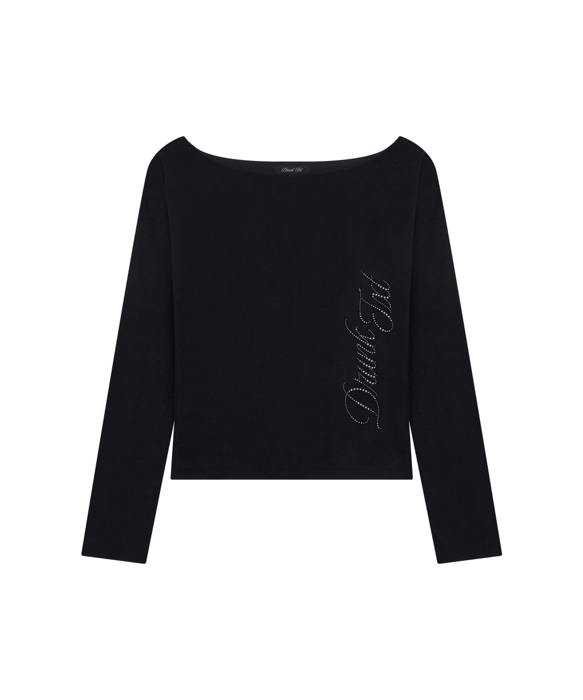 드렁크텍스트(DRUNKTXT) [Woman] Hotfix Off Shoulder Long Sleeve Black