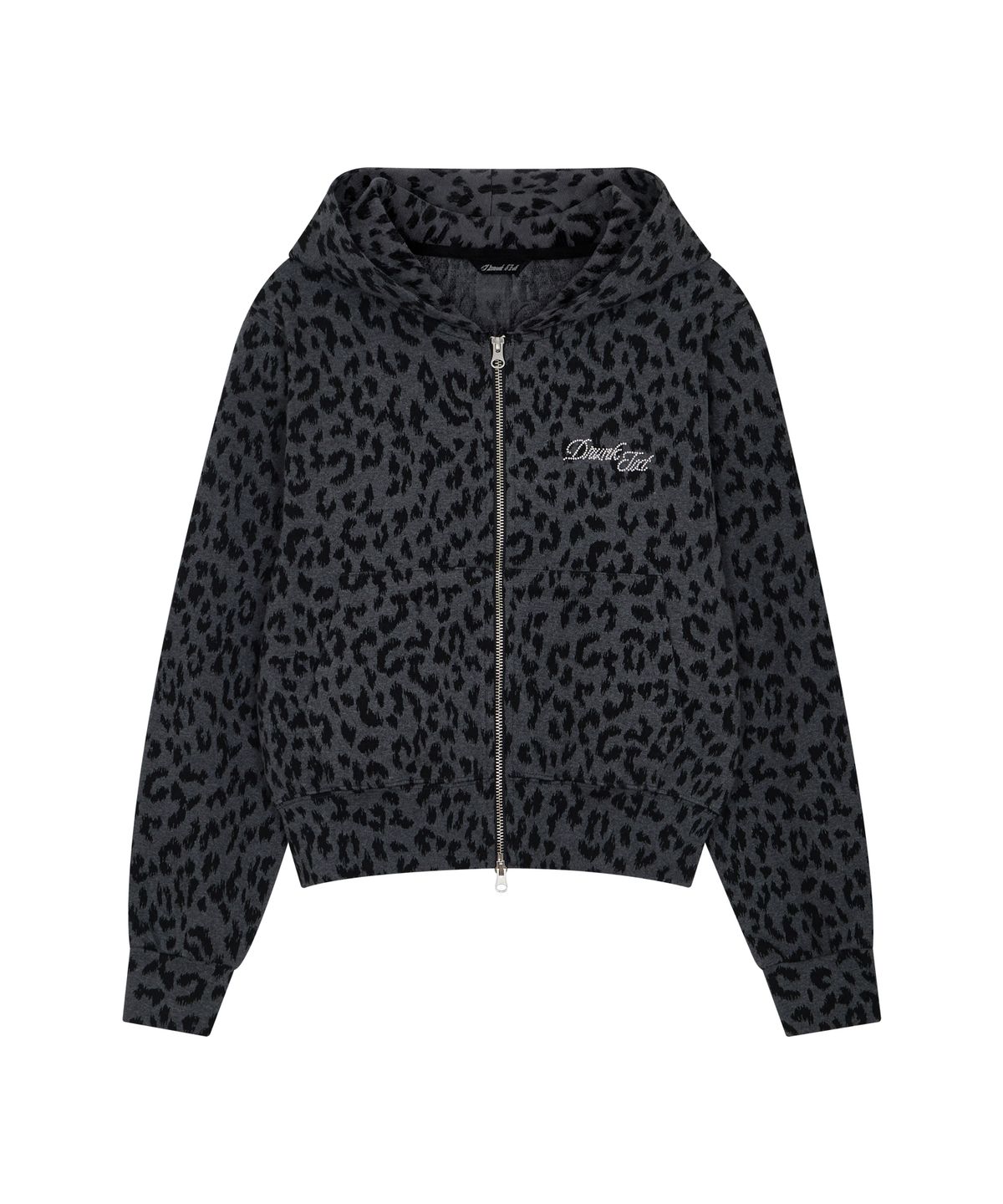 드렁크텍스트(DRUNKTXT) Hotfix Leopard Zip-Up Hoodie Black