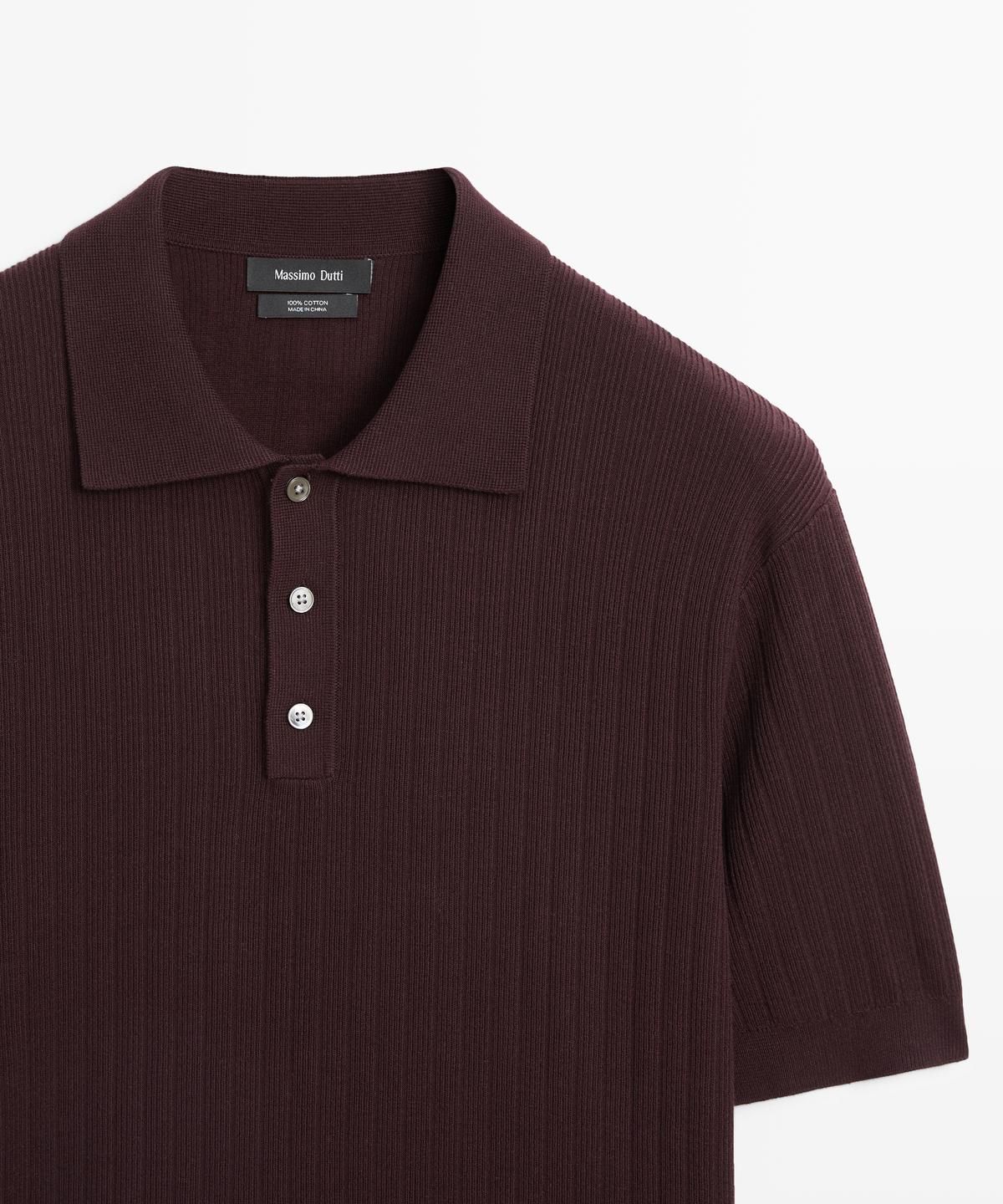 마시모두띠(MASSIMO DUTTI) 코튼 니트 폴로 스웨터