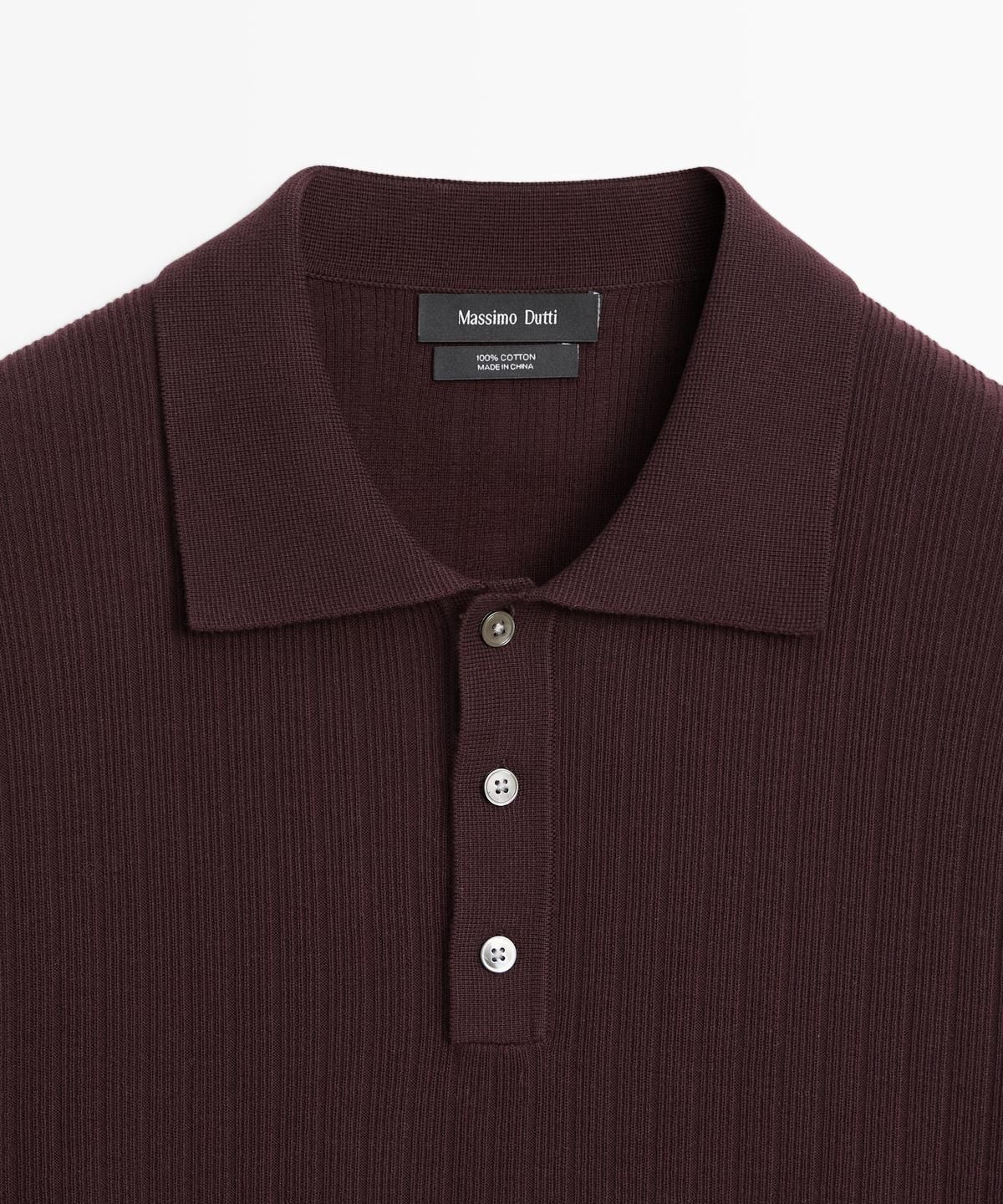 마시모두띠(MASSIMO DUTTI) 코튼 니트 폴로 스웨터