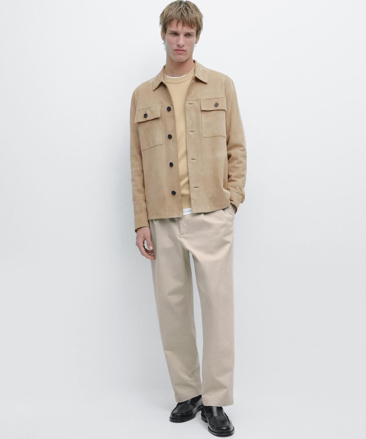 마시모두띠(MASSIMO DUTTI) 스웨이드 레더 오버셔츠