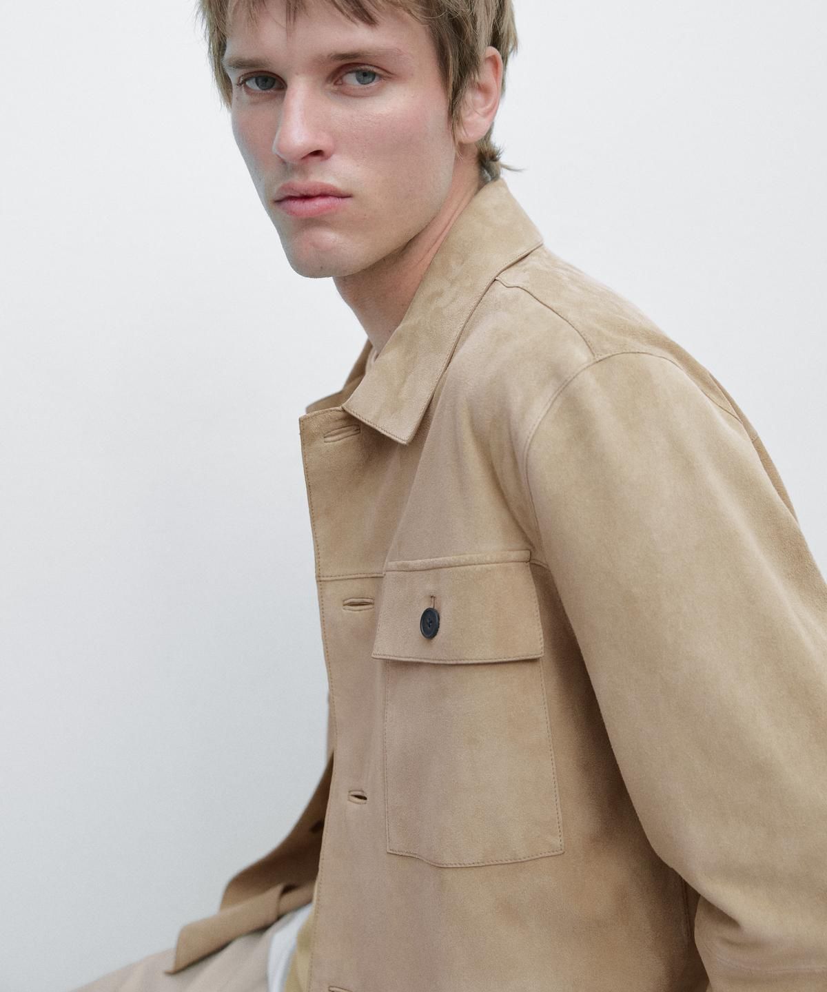 마시모두띠(MASSIMO DUTTI) 스웨이드 레더 오버셔츠