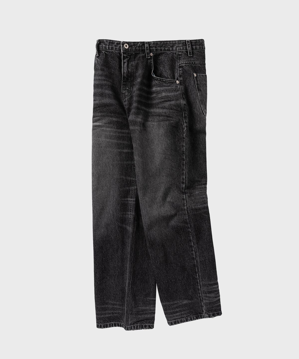 넌블랭크(NONBLANK) 엠보시드 루즈 스트레이트 데님 팬츠_WASHED BLACK