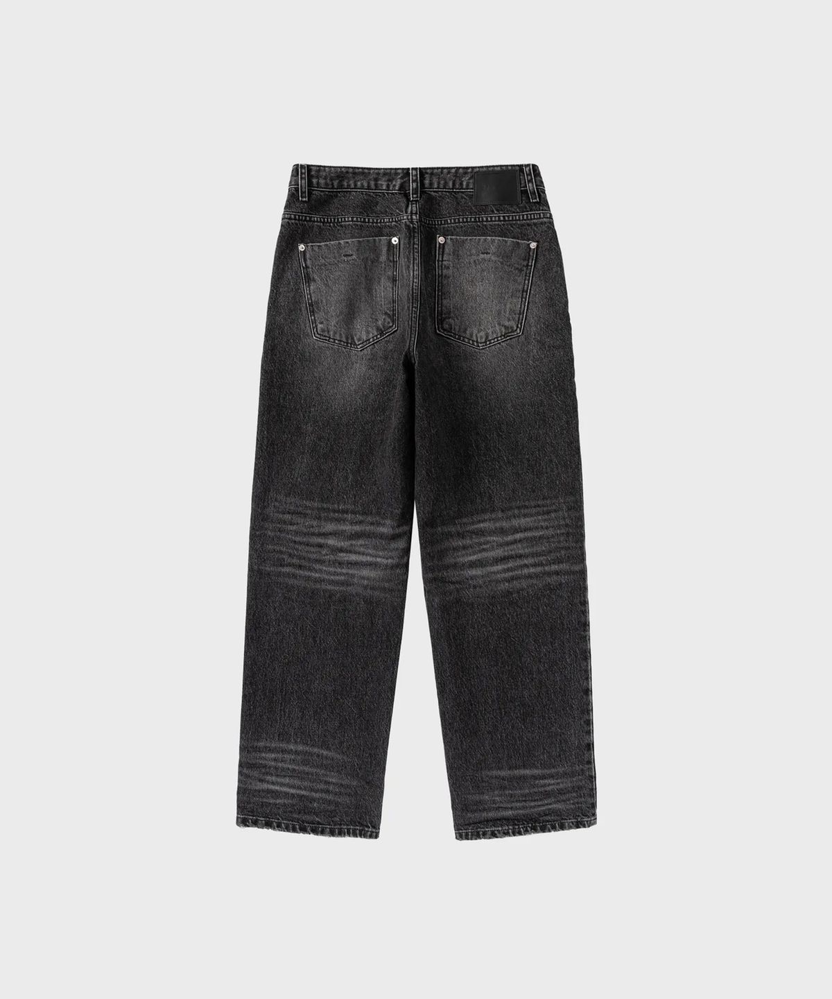 넌블랭크(NONBLANK) 엠보시드 루즈 스트레이트 데님 팬츠_WASHED BLACK
