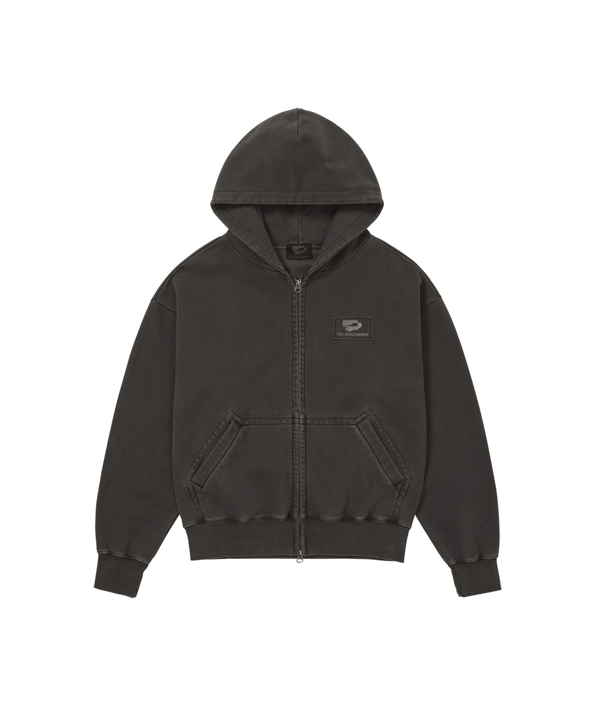 웰빙익스프레스(WELLBEING EXPRESS) Logo Patch Zipup Hoodie Dark Brown