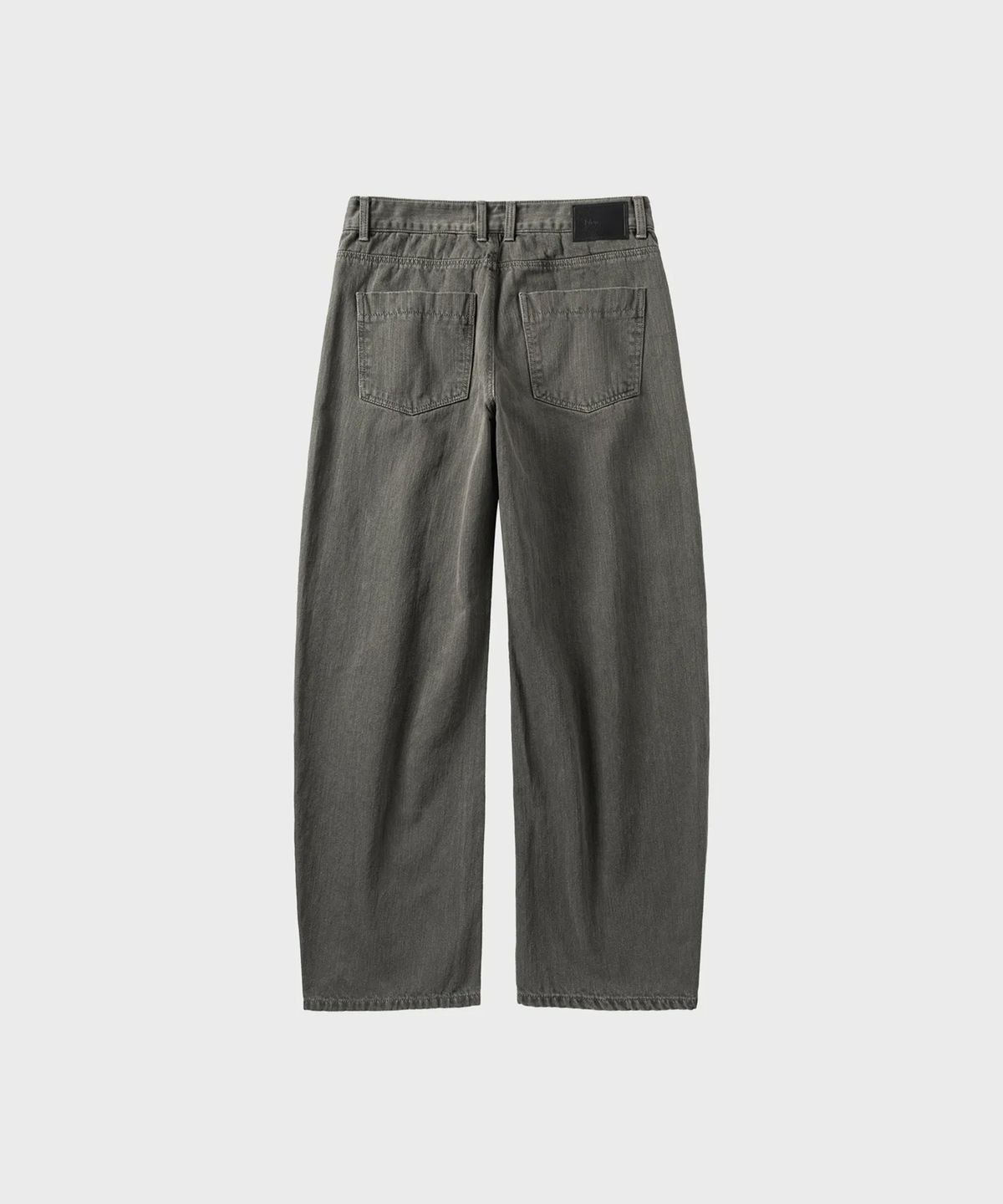 넌블랭크(NONBLANK) 가먼트 다잉 커브드 데님 팬츠_KHAKI