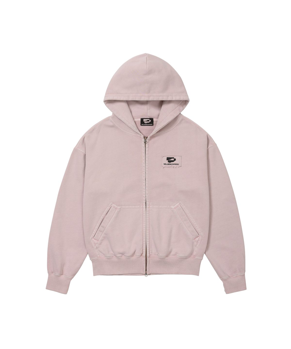 웰빙익스프레스(WELLBEING EXPRESS) Logo Patch Zipup Hoodie Pink