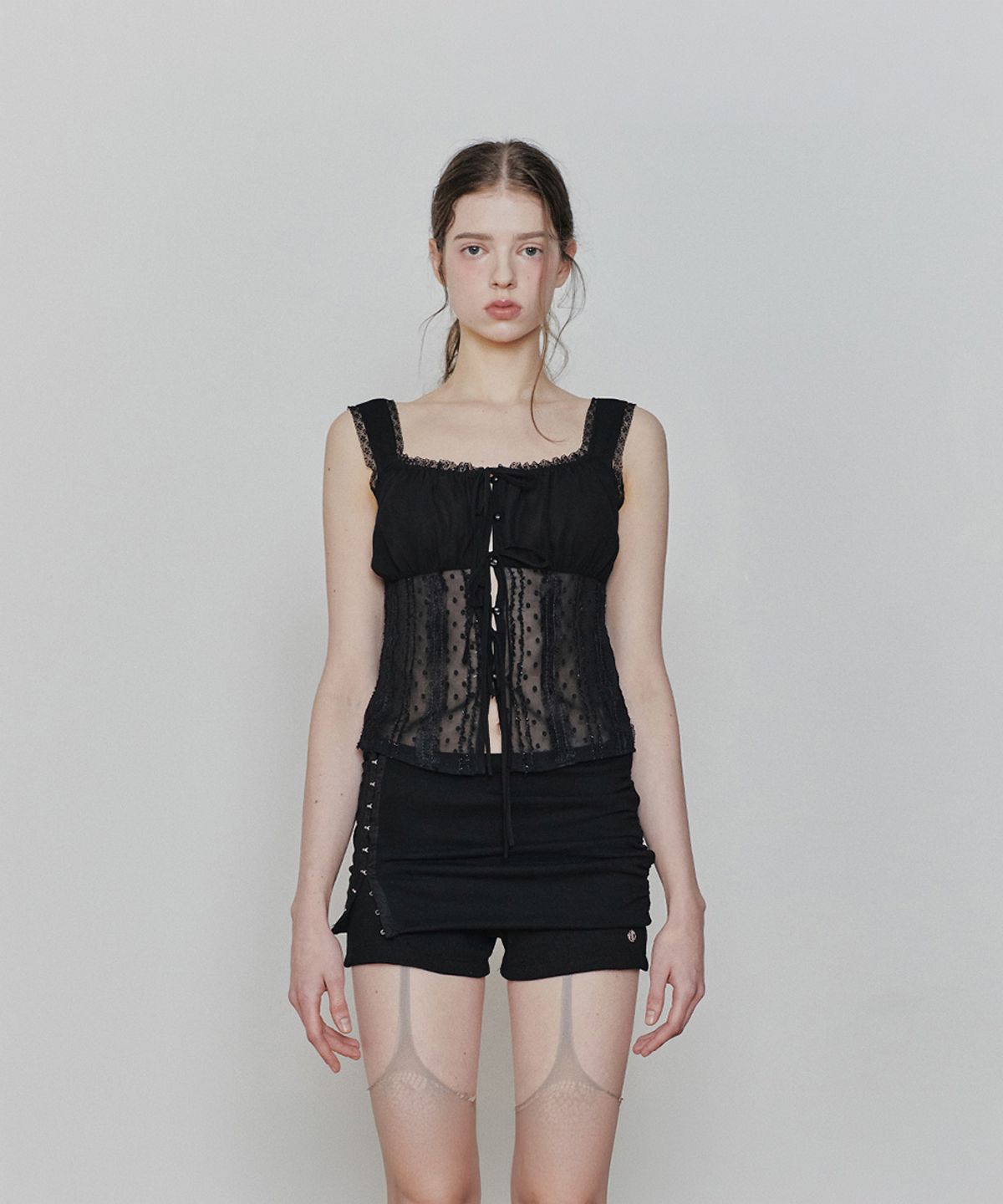 페인오어플레져(PAINORPLEASURE) PURITY LACE TOP black