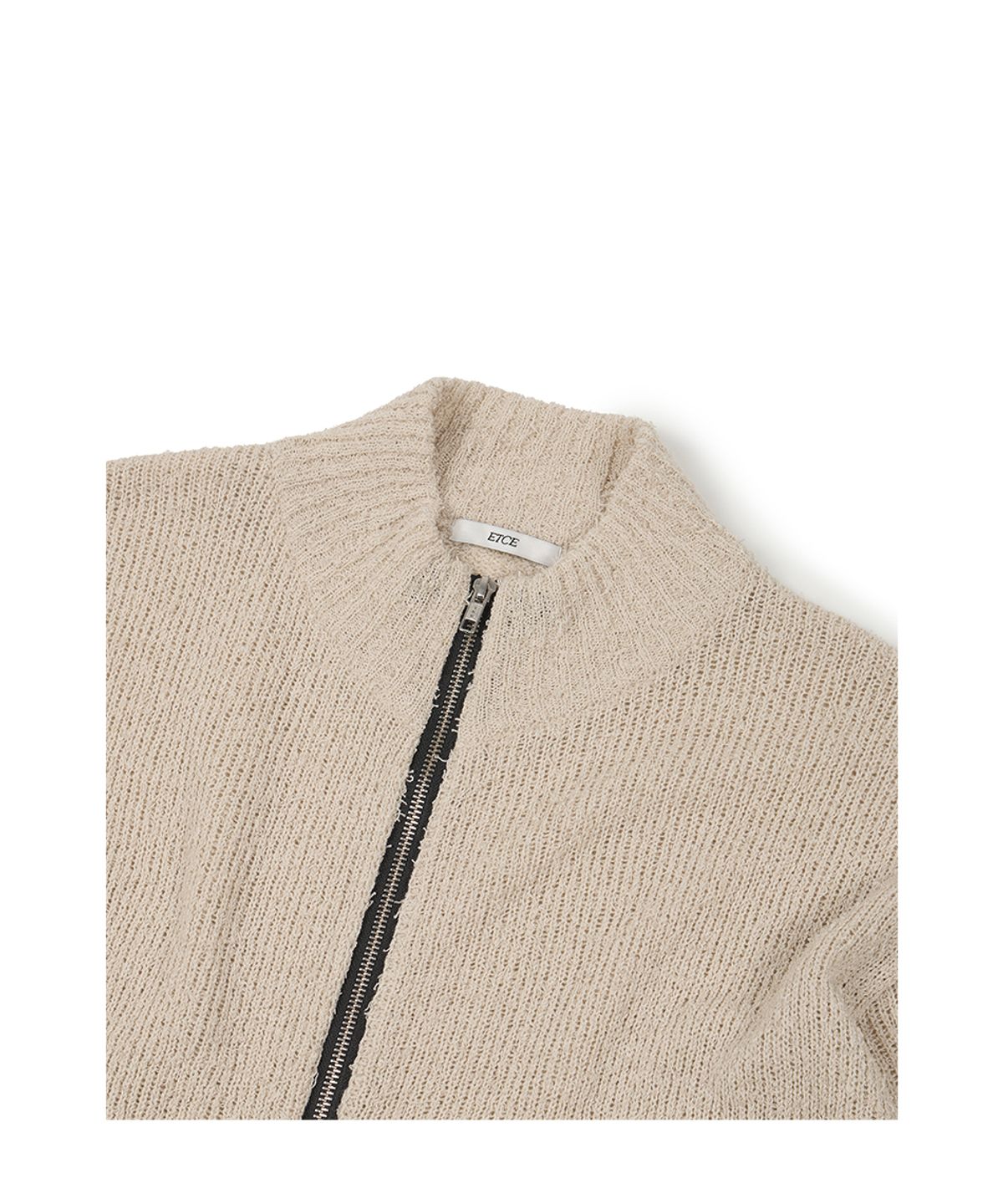 이티씨이(ETCE) DAMAGED CROP NET KNIT ZIP UP (IVORY)