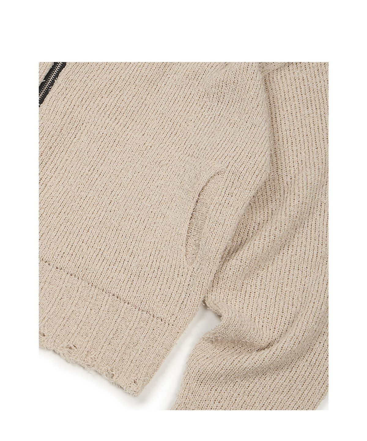 이티씨이(ETCE) DAMAGED CROP NET KNIT ZIP UP (IVORY)