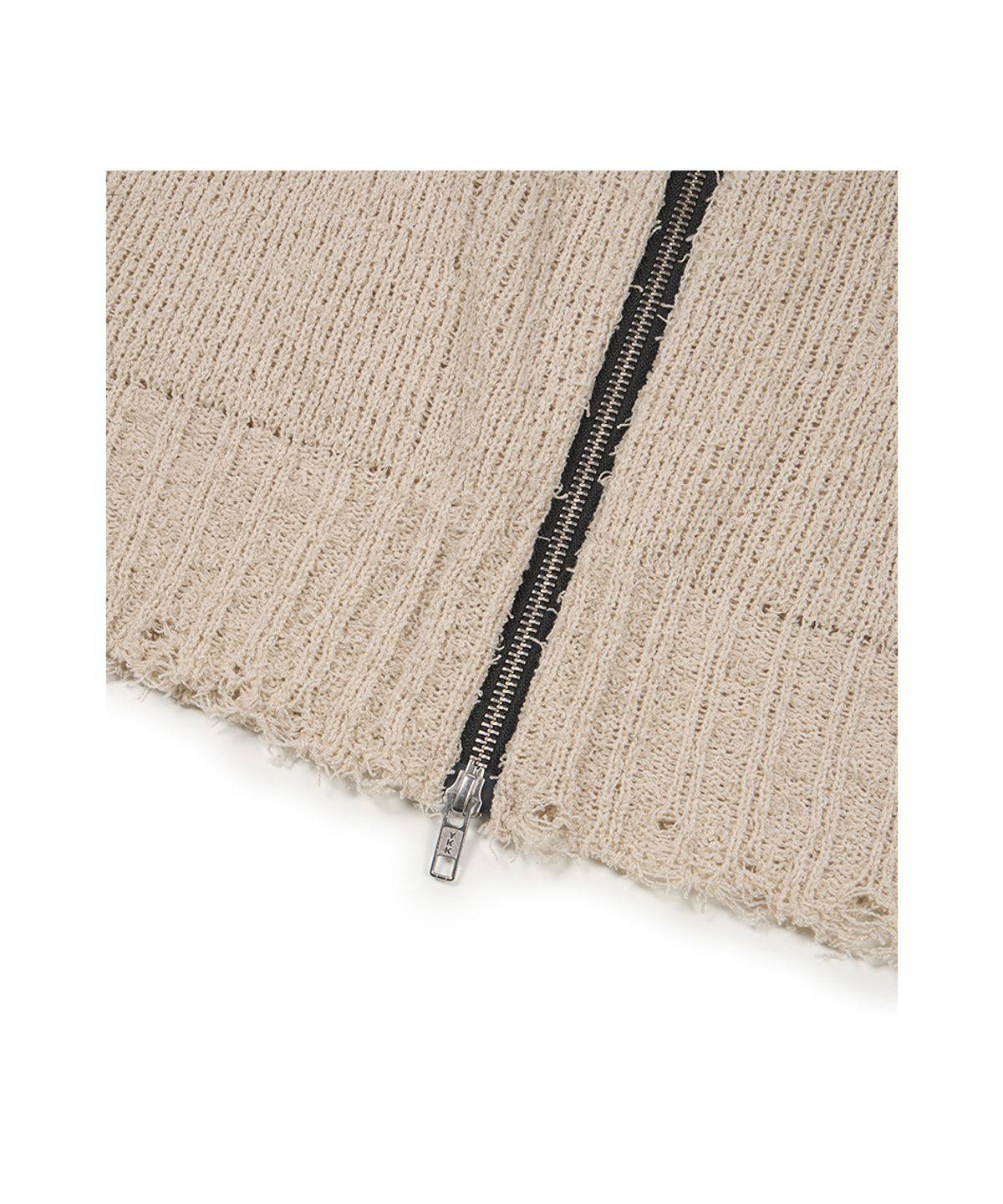 이티씨이(ETCE) DAMAGED CROP NET KNIT ZIP UP (IVORY)