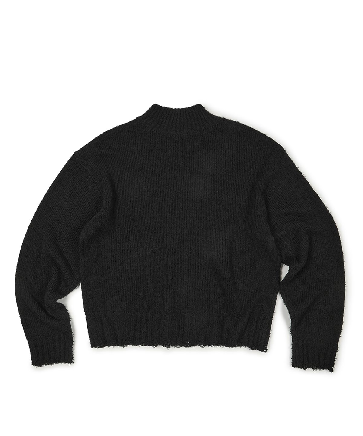 이티씨이(ETCE) DAMAGED CROP NET KNIT ZIP UP (BLACK)