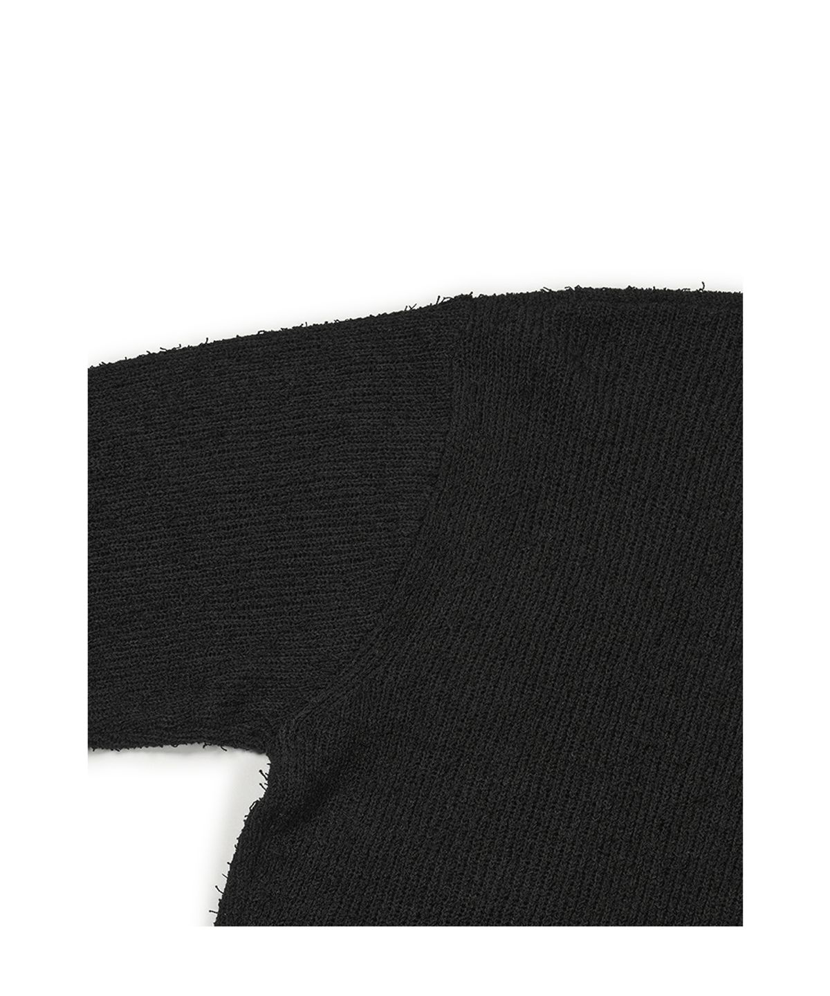 이티씨이(ETCE) DAMAGED CROP NET KNIT ZIP UP (BLACK)