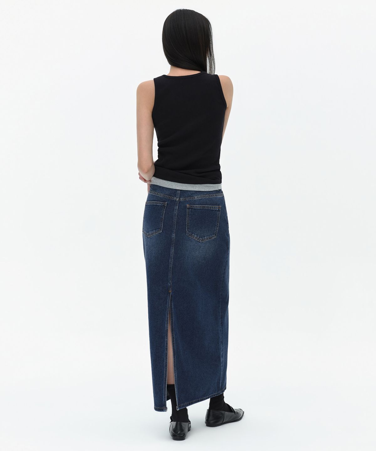 무신사 스탠다드 우먼(MUSINSA STANDARD WOMAN) 우먼즈 데님 맥시 스커트 [다크 블루]