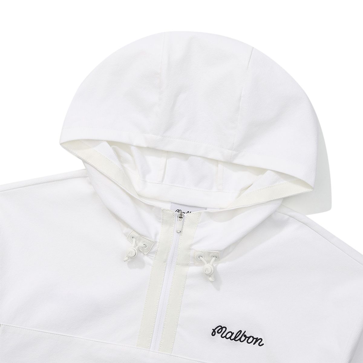 말본 골프(MALBON GOLF) 여성 우븐라이크 저지 소프트쉘 후드 아노락 WHITE (WOMAN)
