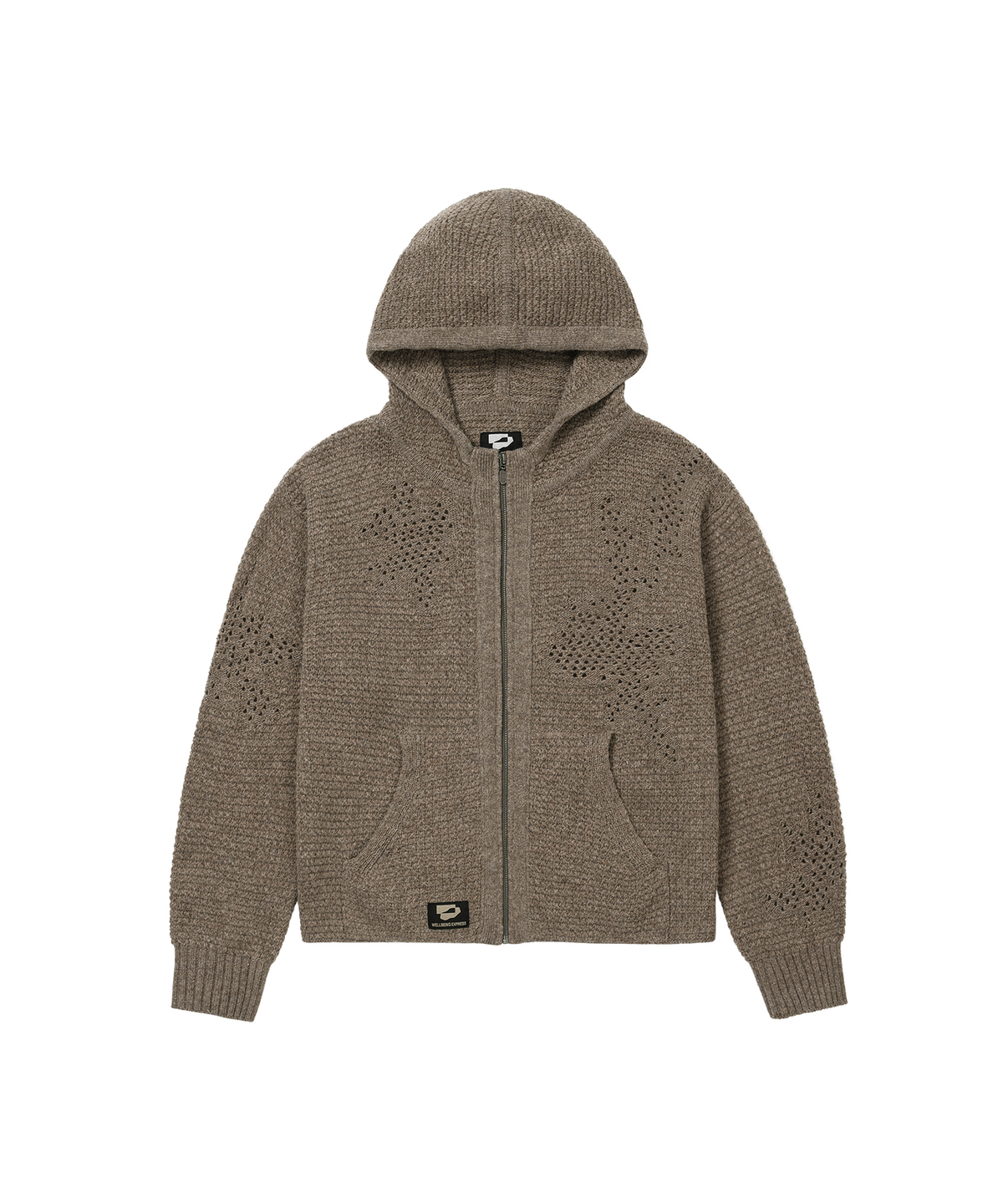 웰빙익스프레스(WELLBEING EXPRESS) Distressed Knit Zipup Hoodie Brown