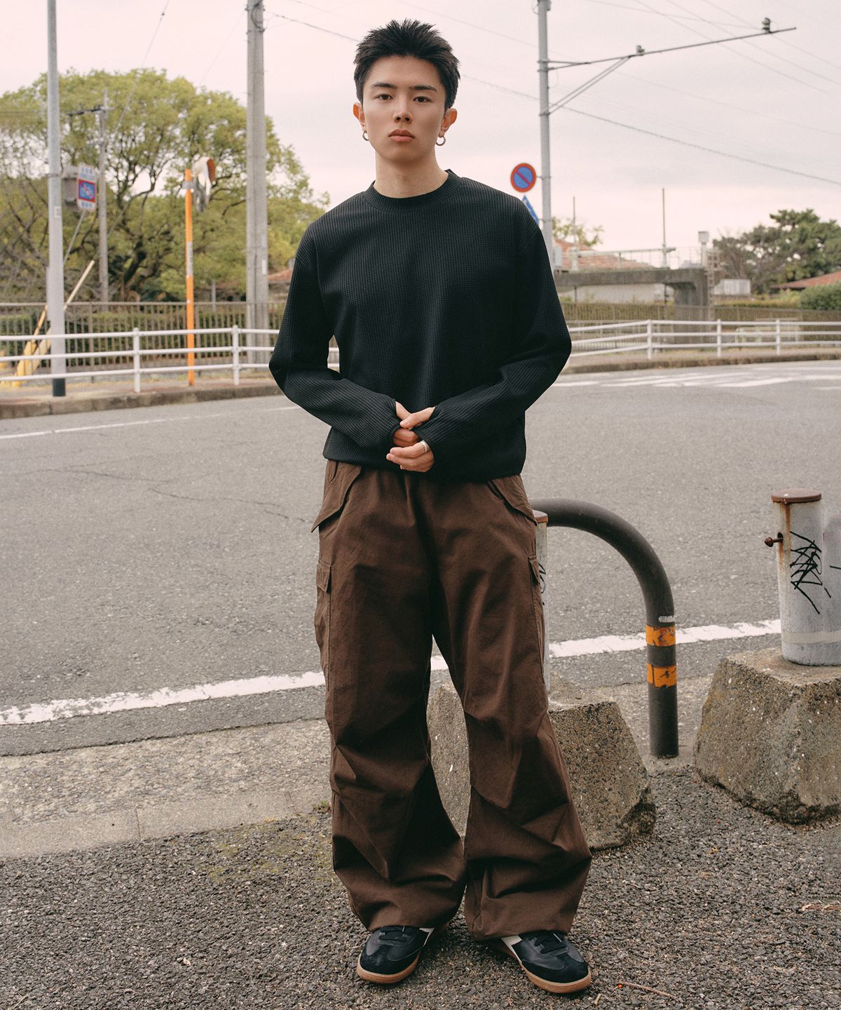 제로(XERO) 와플 핑거 홀 롱 슬리브 [블랙]