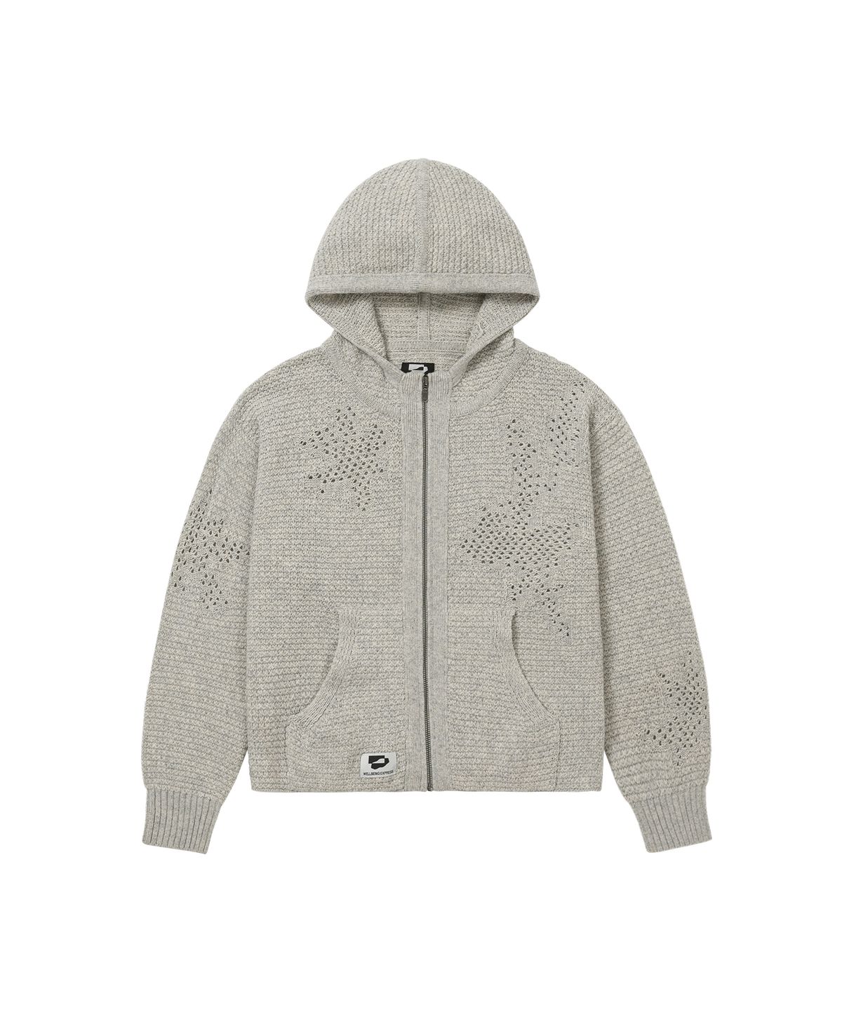 웰빙익스프레스(WELLBEING EXPRESS) Distressed Knit Zipup Hoodie Grey