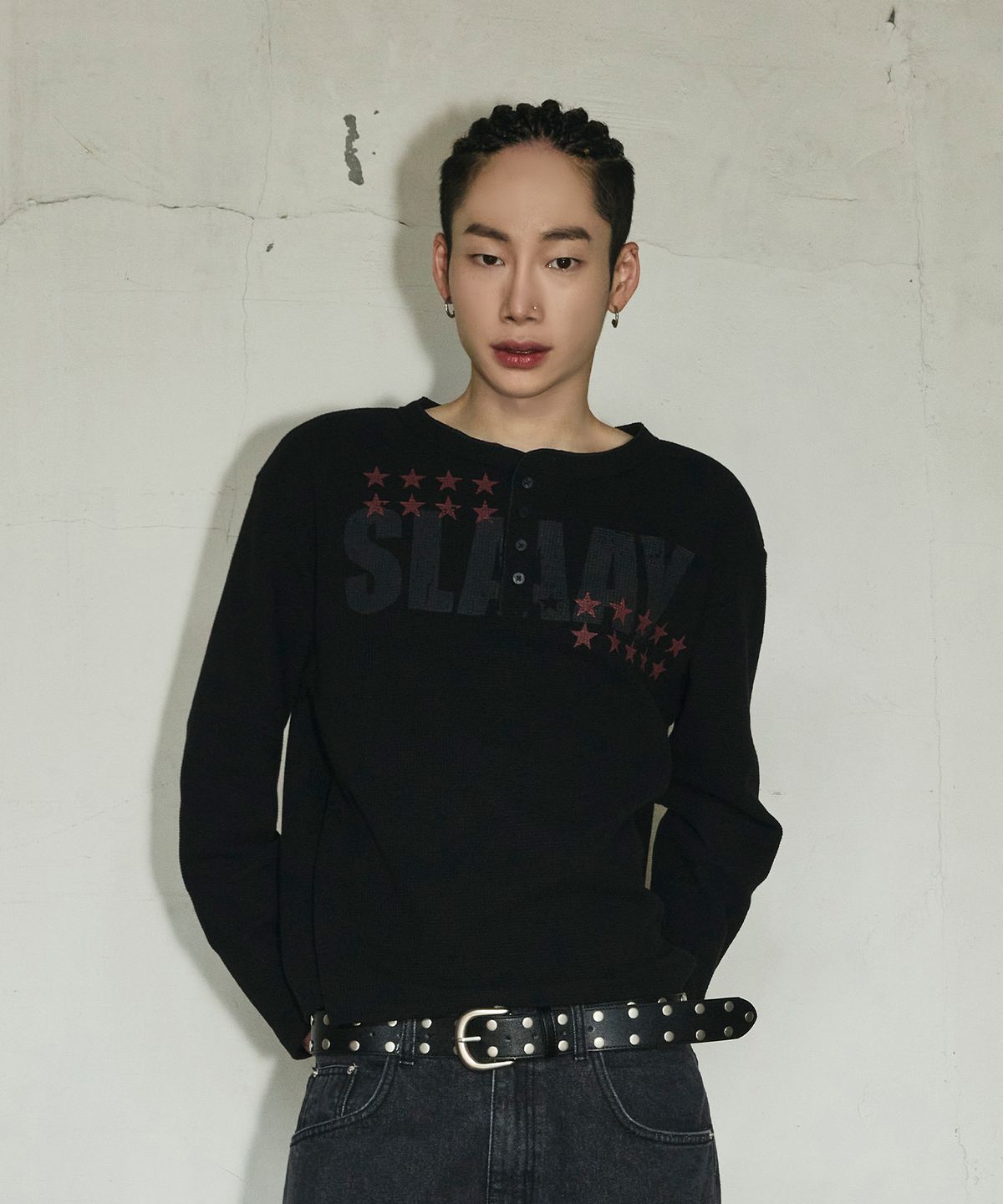 스켈리웩(SCALLYWAG) 더블 스터드 벨트[블랙]