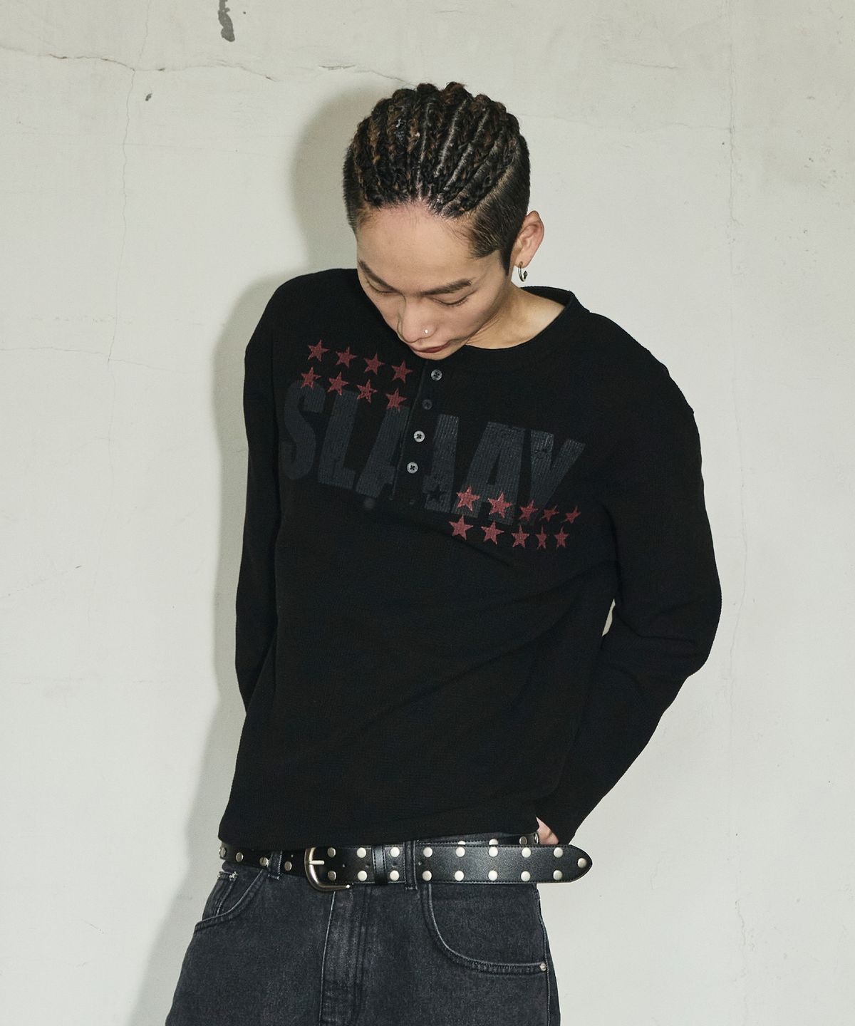 스켈리웩(SCALLYWAG) 더블 스터드 벨트[블랙]