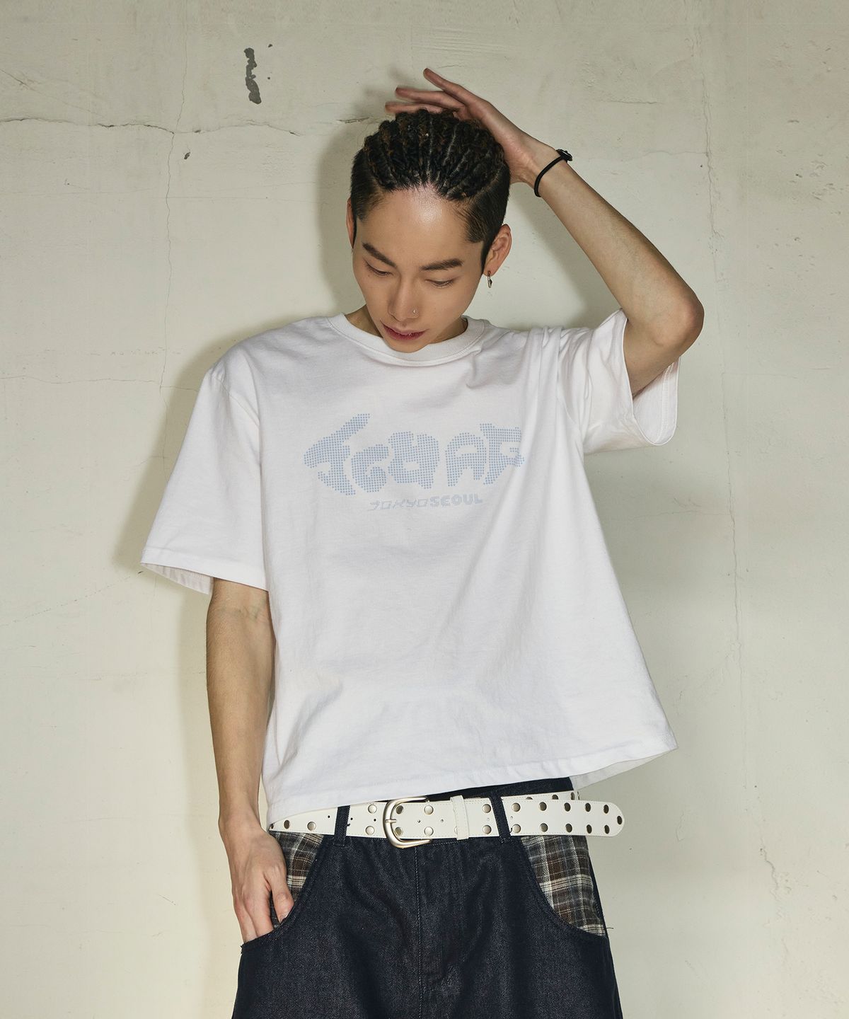 스켈리웩(SCALLYWAG) 더블 스터드 벨트[화이트]