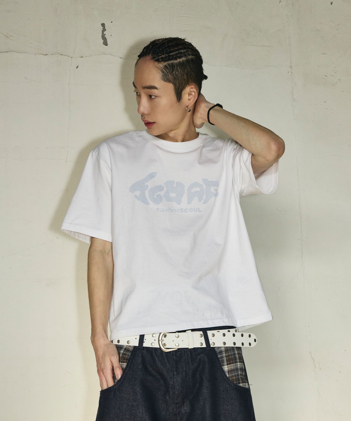 스켈리웩(SCALLYWAG) 더블 스터드 벨트[화이트]