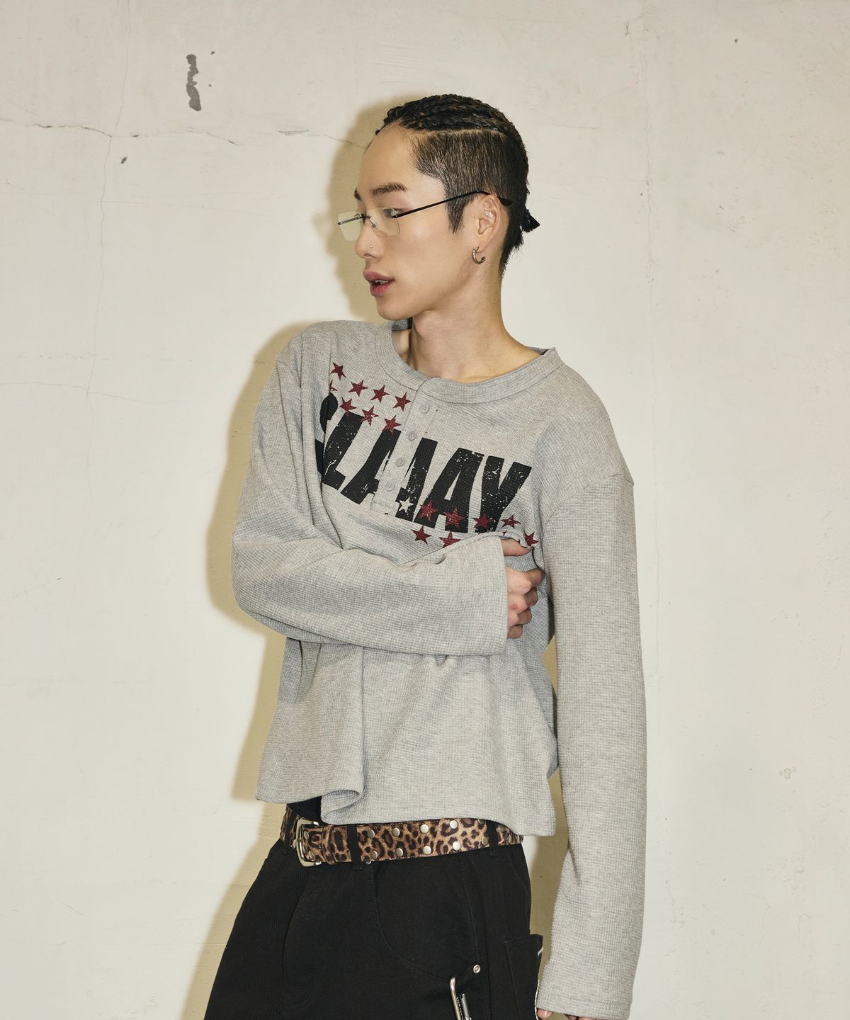 스켈리웩(SCALLYWAG) 더블 스터드 벨트[레오파드]