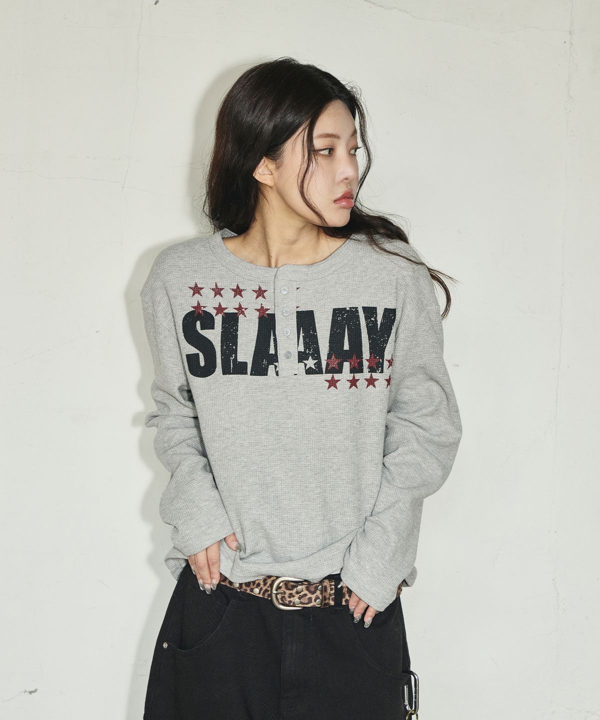 스켈리웩(SCALLYWAG) 더블 스터드 벨트[레오파드]