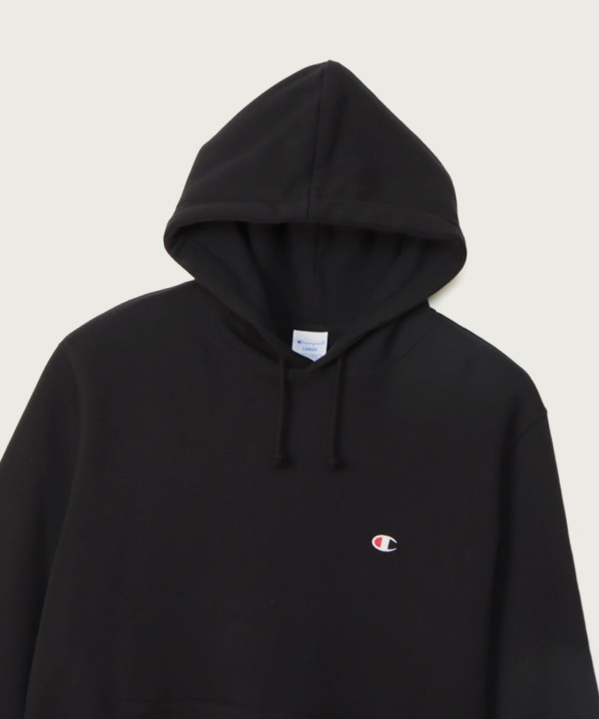 챔피온(CHAMPION) 베이직 C로고 레귤러핏 후드 티셔츠 Black