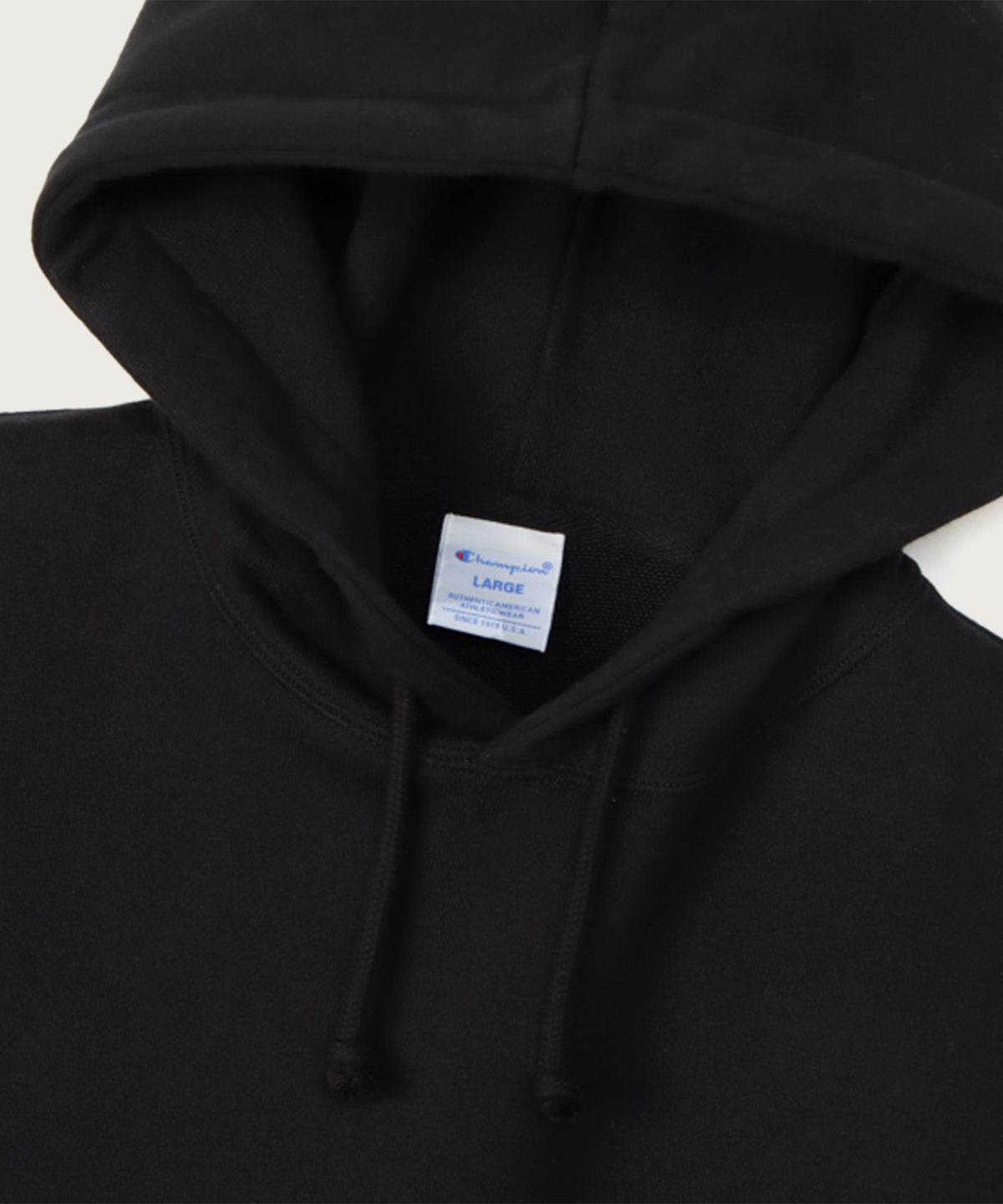 챔피온(CHAMPION) 베이직 C로고 레귤러핏 후드 티셔츠 Black