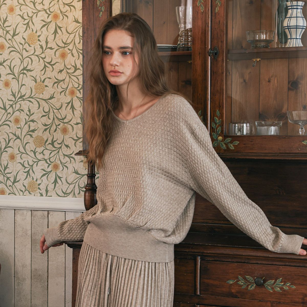 프라우드 마리(PROUD MARY) PM_Elegant knit top and skirt set_BIEGE