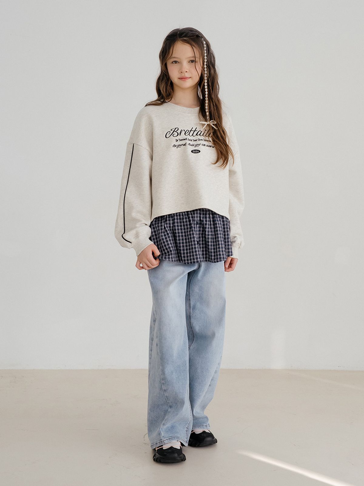 브렛테일러(BRETTAILOR) 셔츠라이크 레이어드 스커트(네이비)