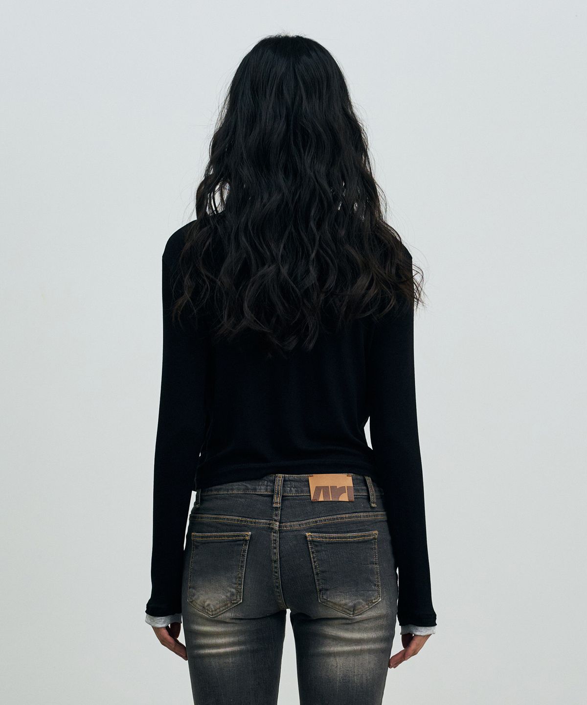 아리킴(ARIKIM) LYLA LAYERED CARDIGAN / BLACK-MELANGE