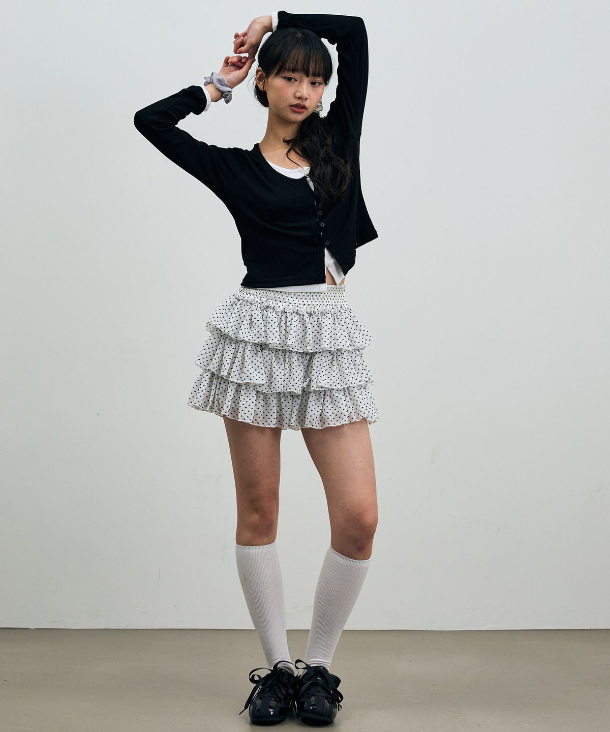 아리킴(ARIKIM) LYLA LAYERED CARDIGAN / BLACK-WHITE