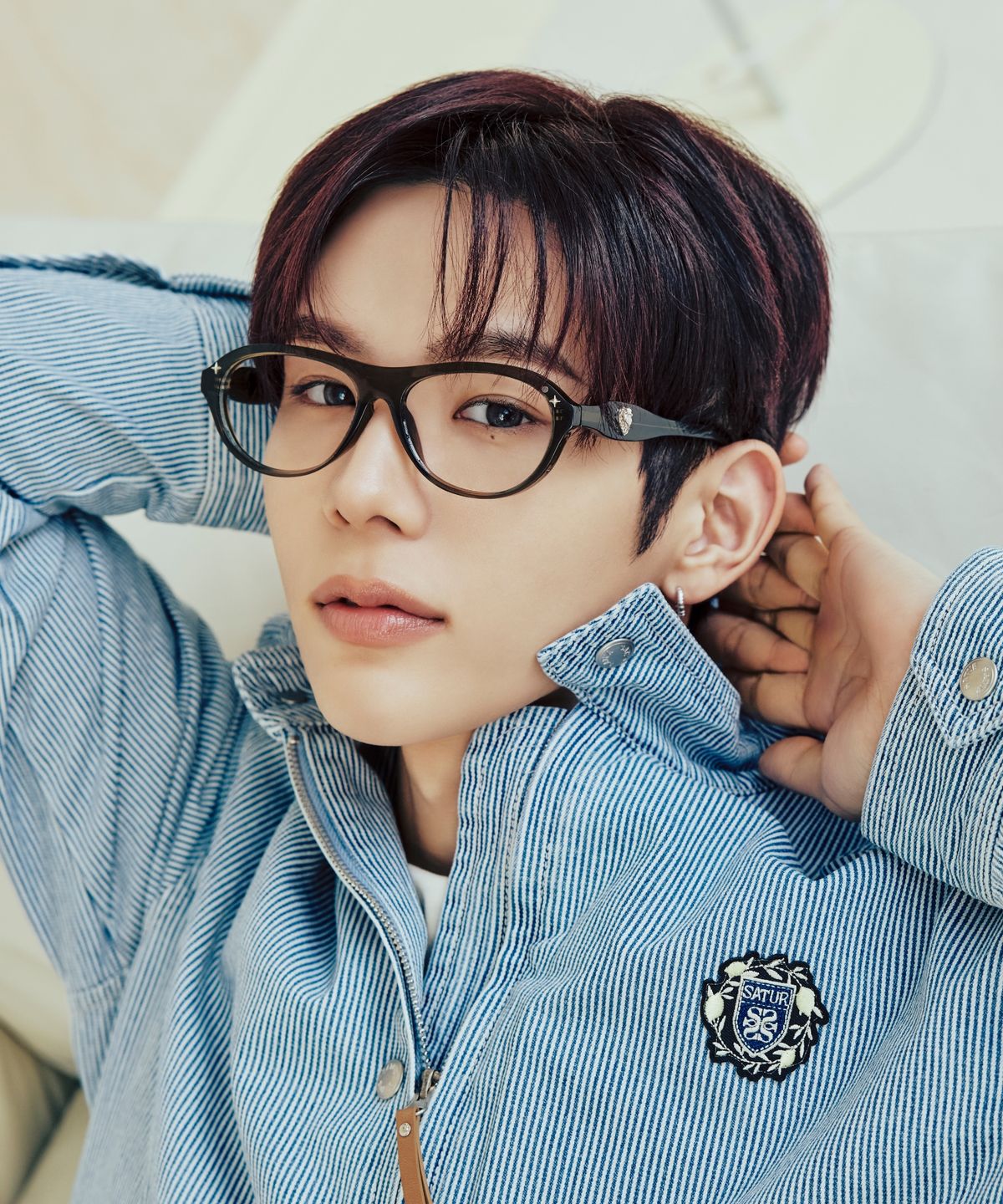세터(SATUR) 스트라이프 데님 헤링턴 자켓 라이트 블루