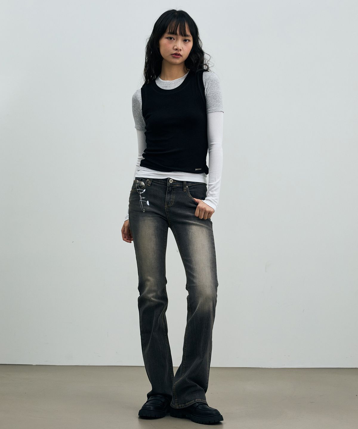 아리킴(ARIKIM) COMET LAYERED SLEEVE TOP / BLACK